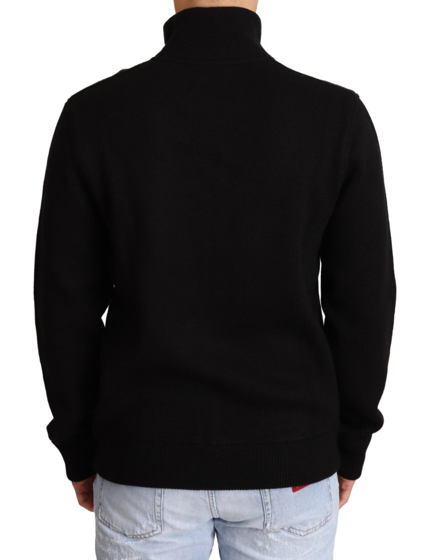 - Elegant High Neck Cashmere Blend Sweater
