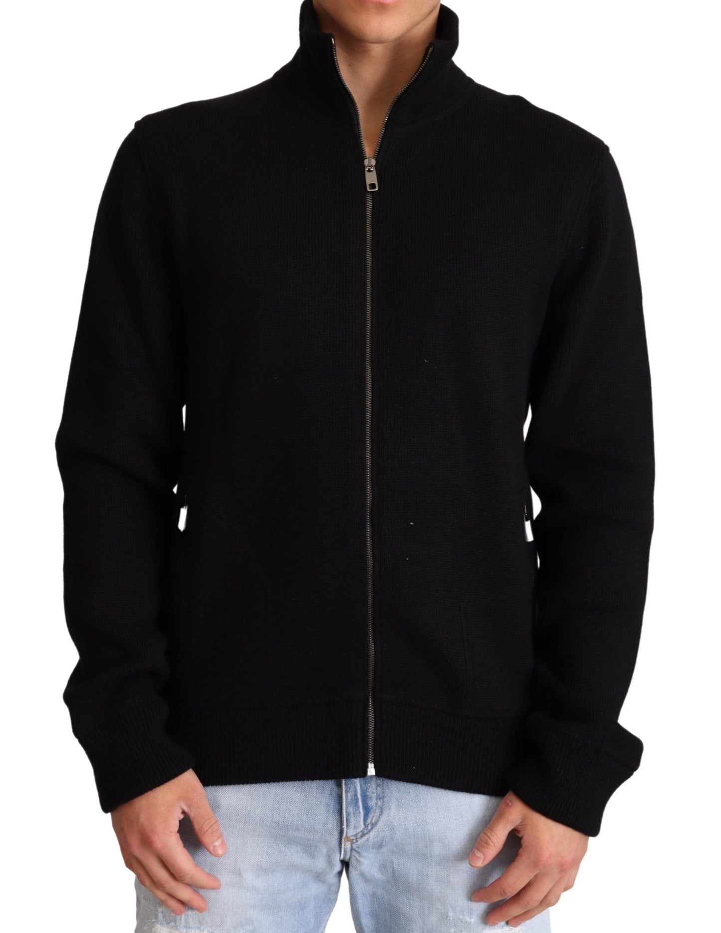 - Elegant High Neck Cashmere Blend Sweater