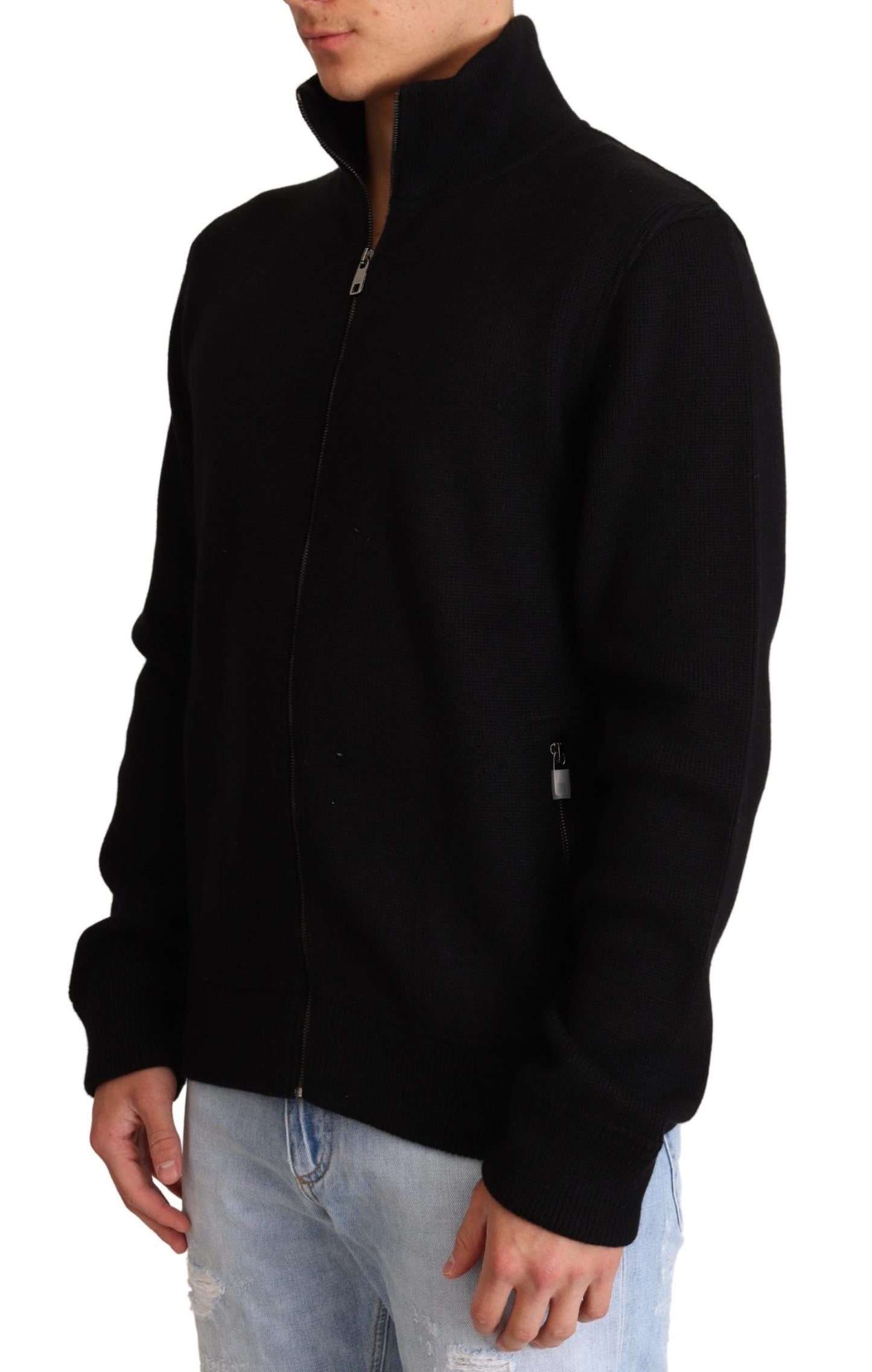 - Elegant High Neck Cashmere Blend Sweater