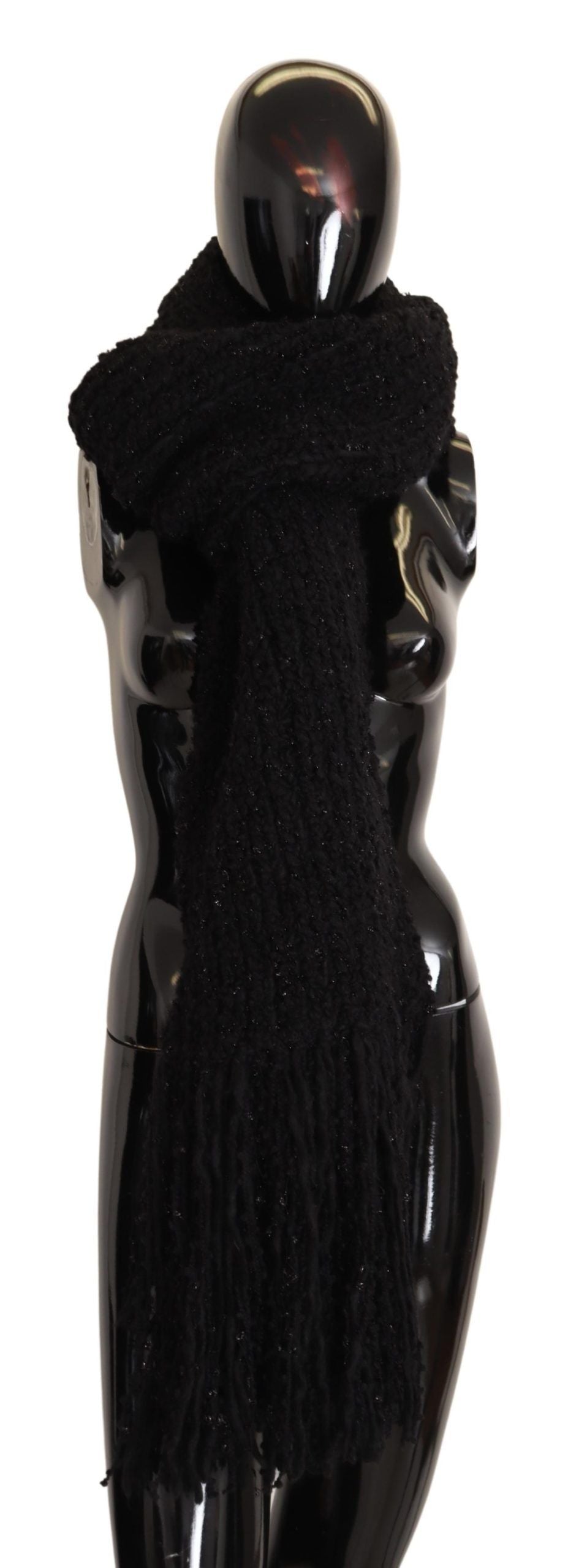 - Elegant Black Wool-Blend Designer Scarf