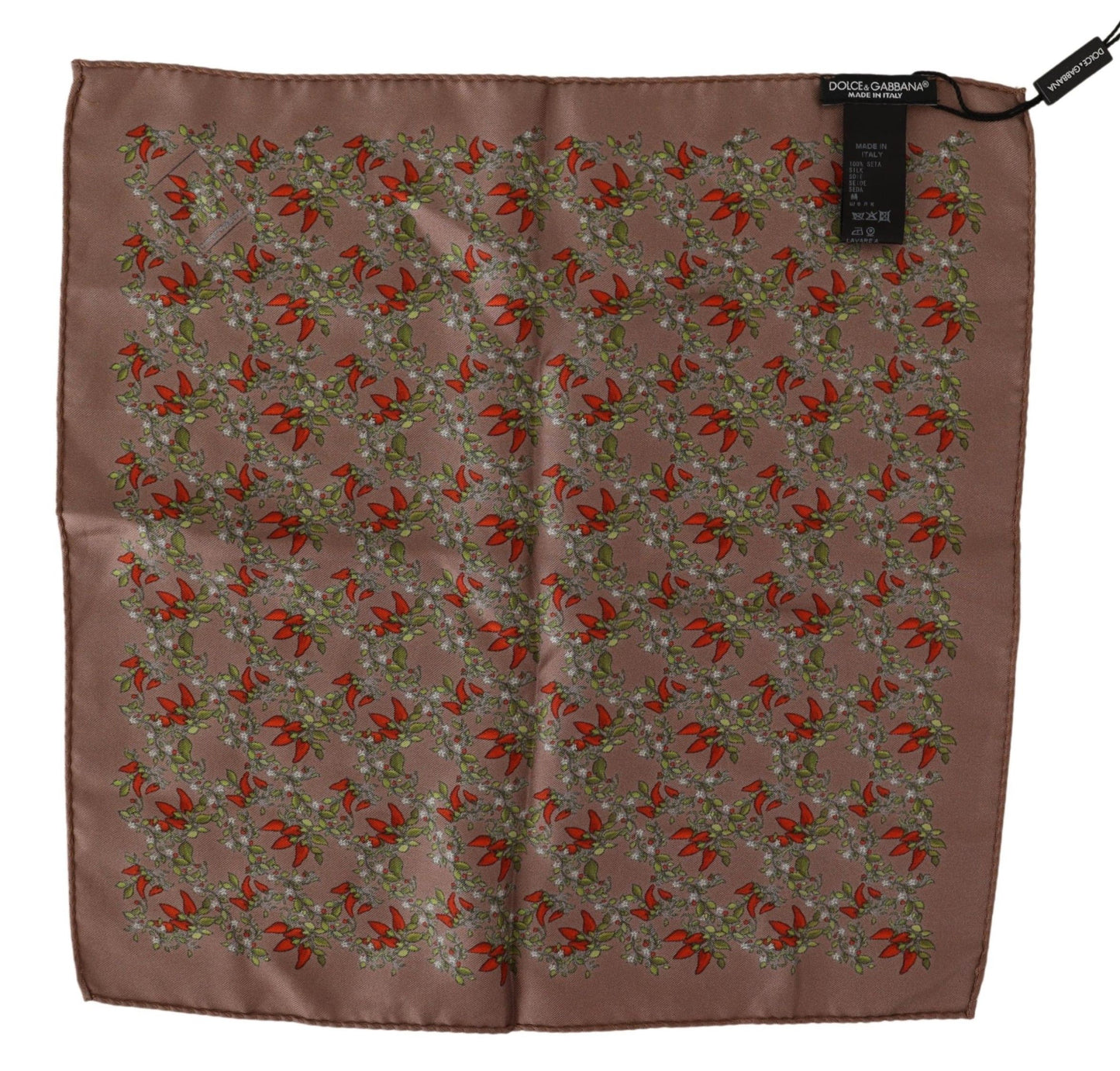 - Elegant Brown Silk Pocket Square with Carrot Print