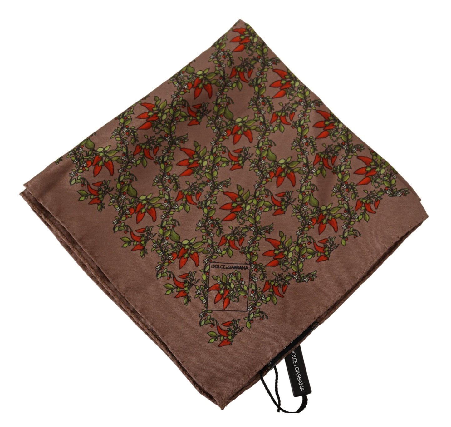 - Elegant Brown Silk Pocket Square with Carrot Print