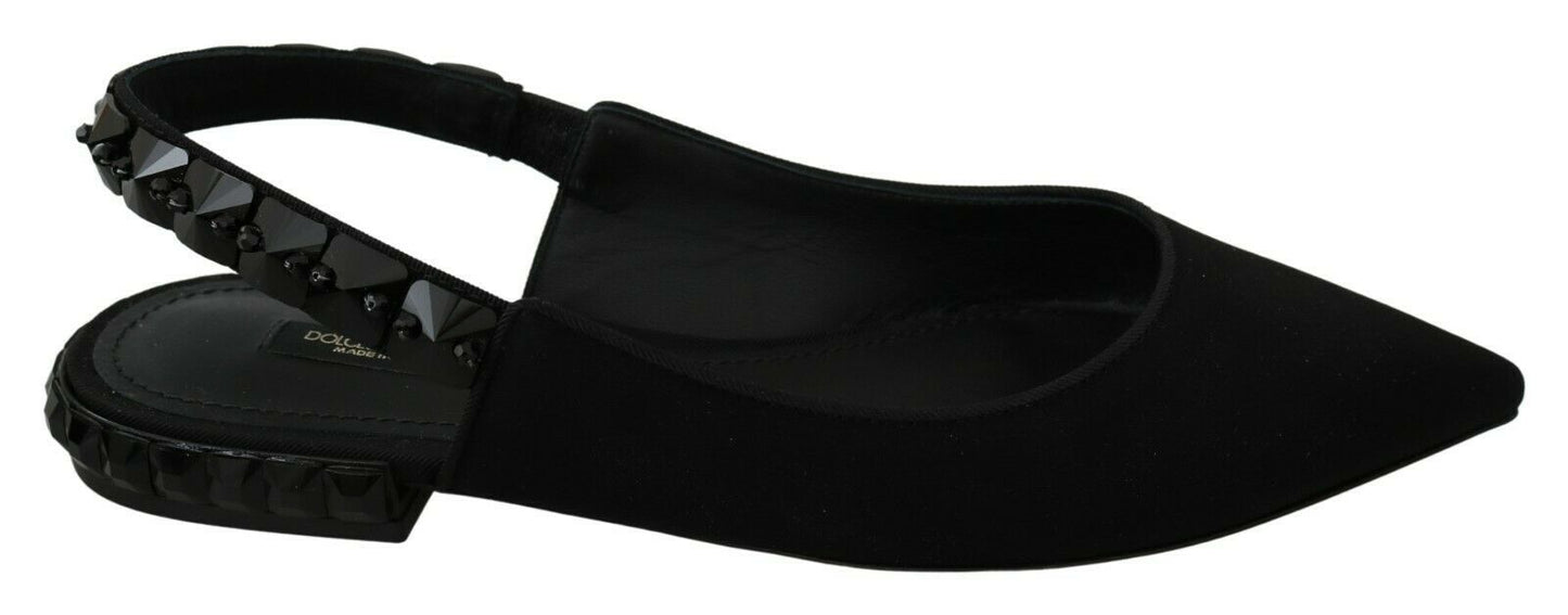 Elegant Silk Blend Slingback Flats with Crystals by Dolce & Gabbana