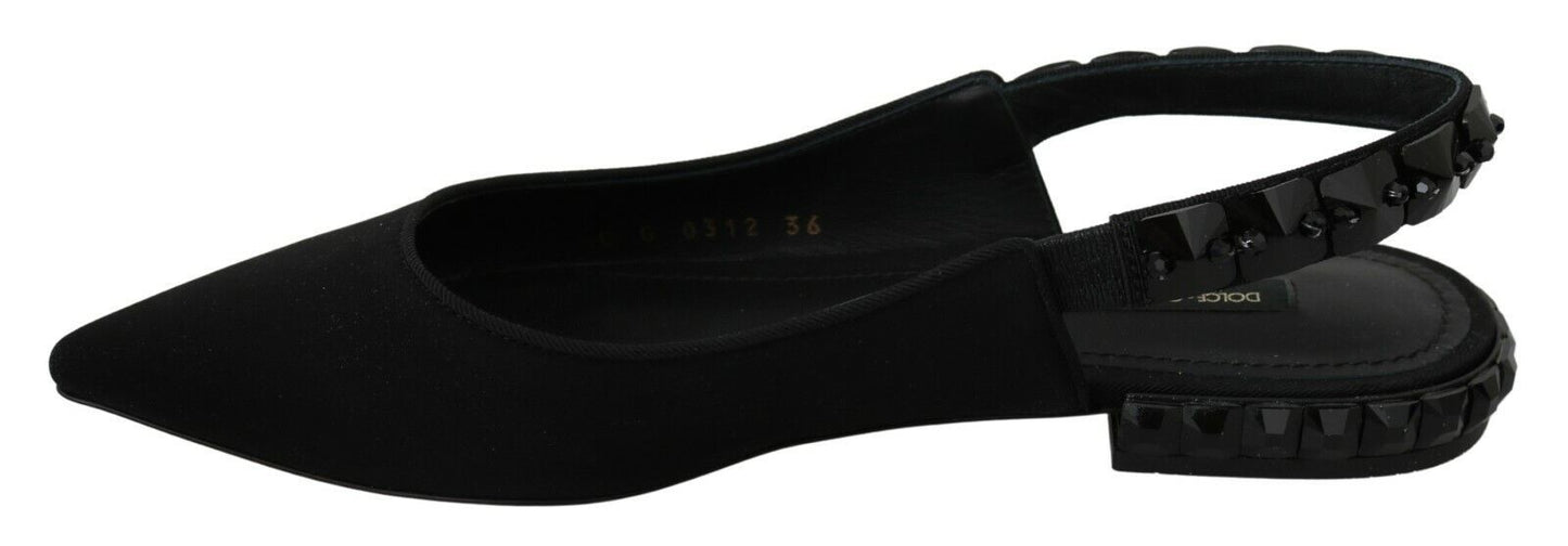 Elegant Silk Blend Slingback Flats with Crystals by Dolce & Gabbana