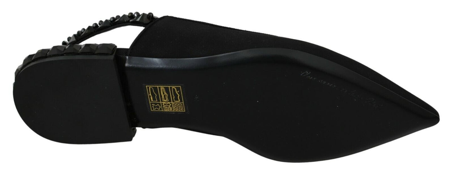 Elegant Silk Blend Slingback Flats with Crystals by Dolce & Gabbana
