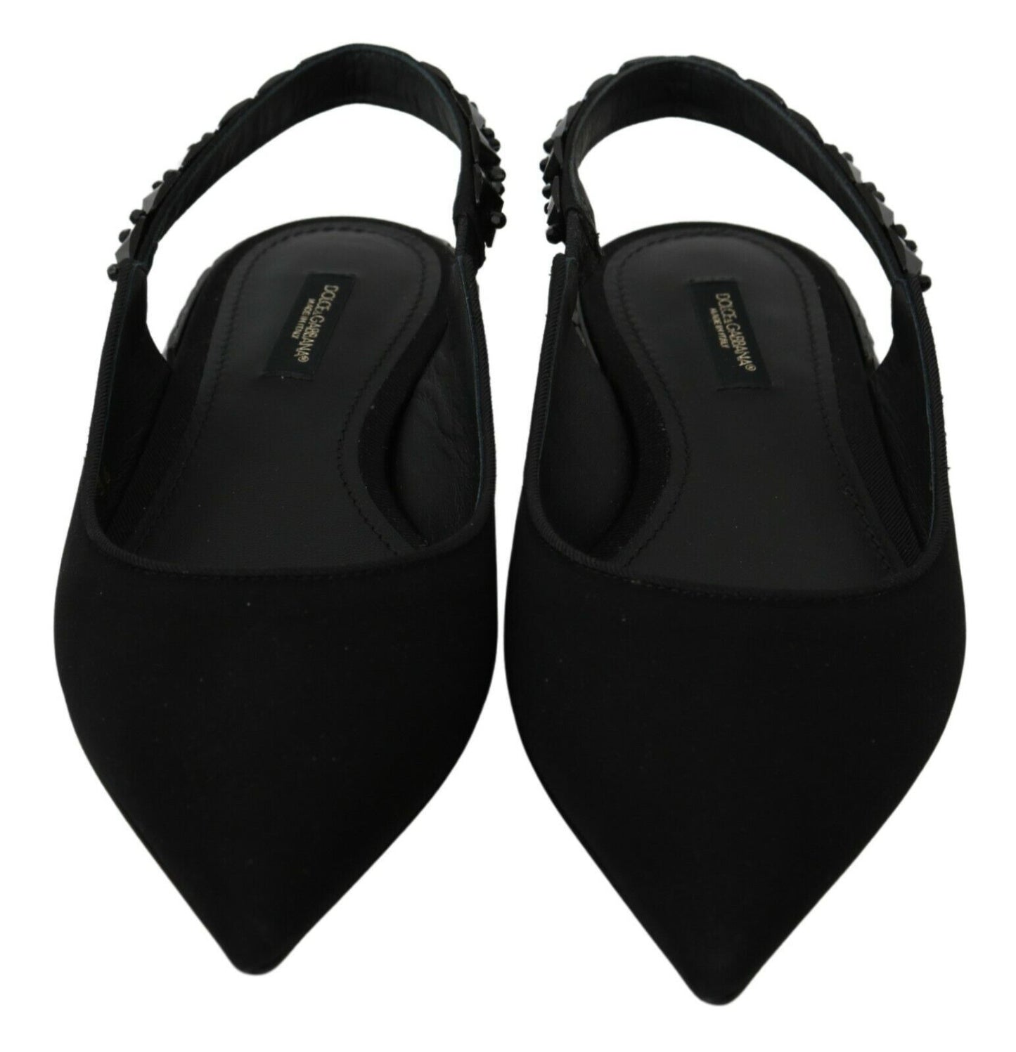 Elegant Silk Blend Slingback Flats with Crystals by Dolce & Gabbana