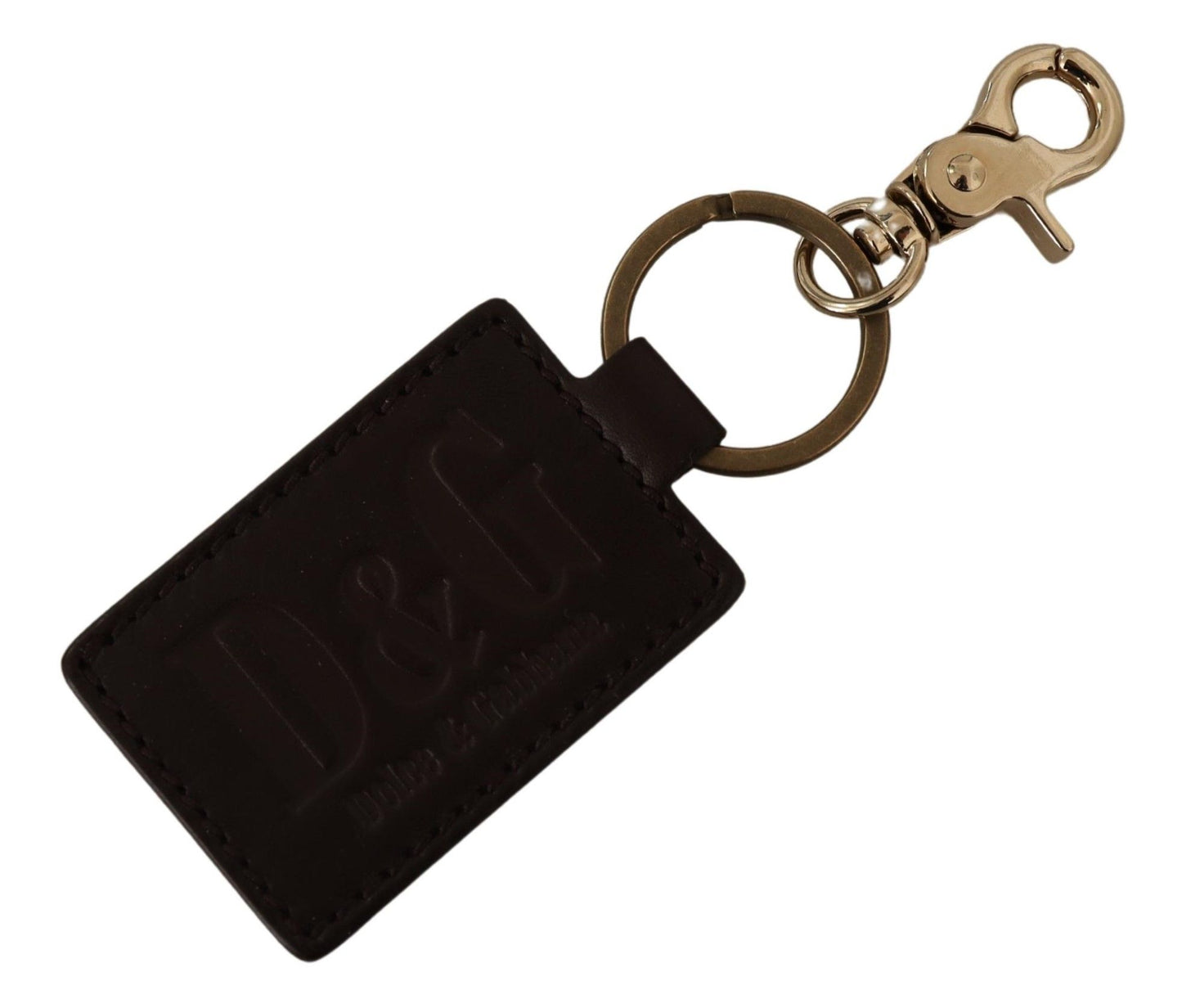 - Elegant Unisex Leather Keyring with Gold Detail