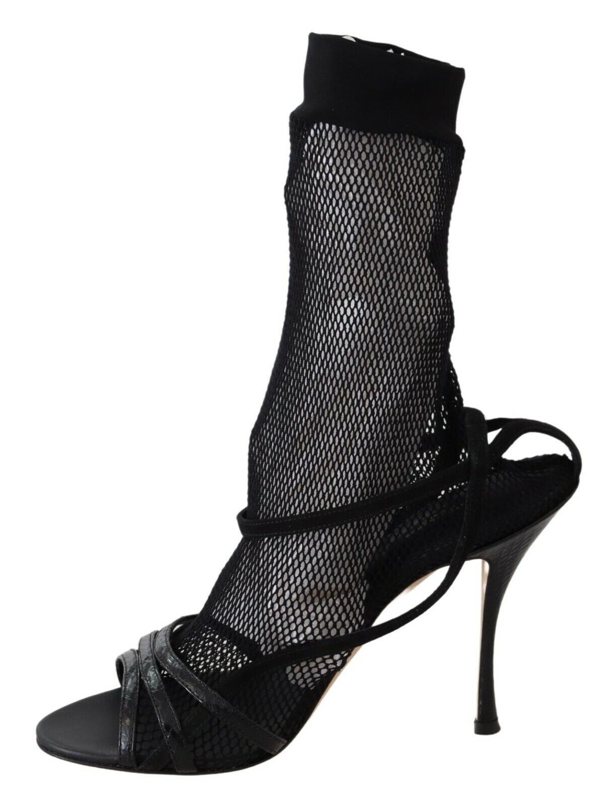 - Chic Black Mesh Stiletto Sandals