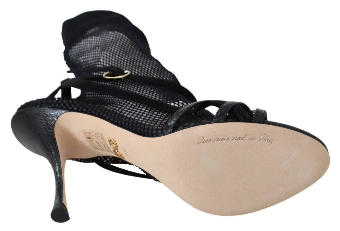 - Chic Black Mesh Stiletto Sandals