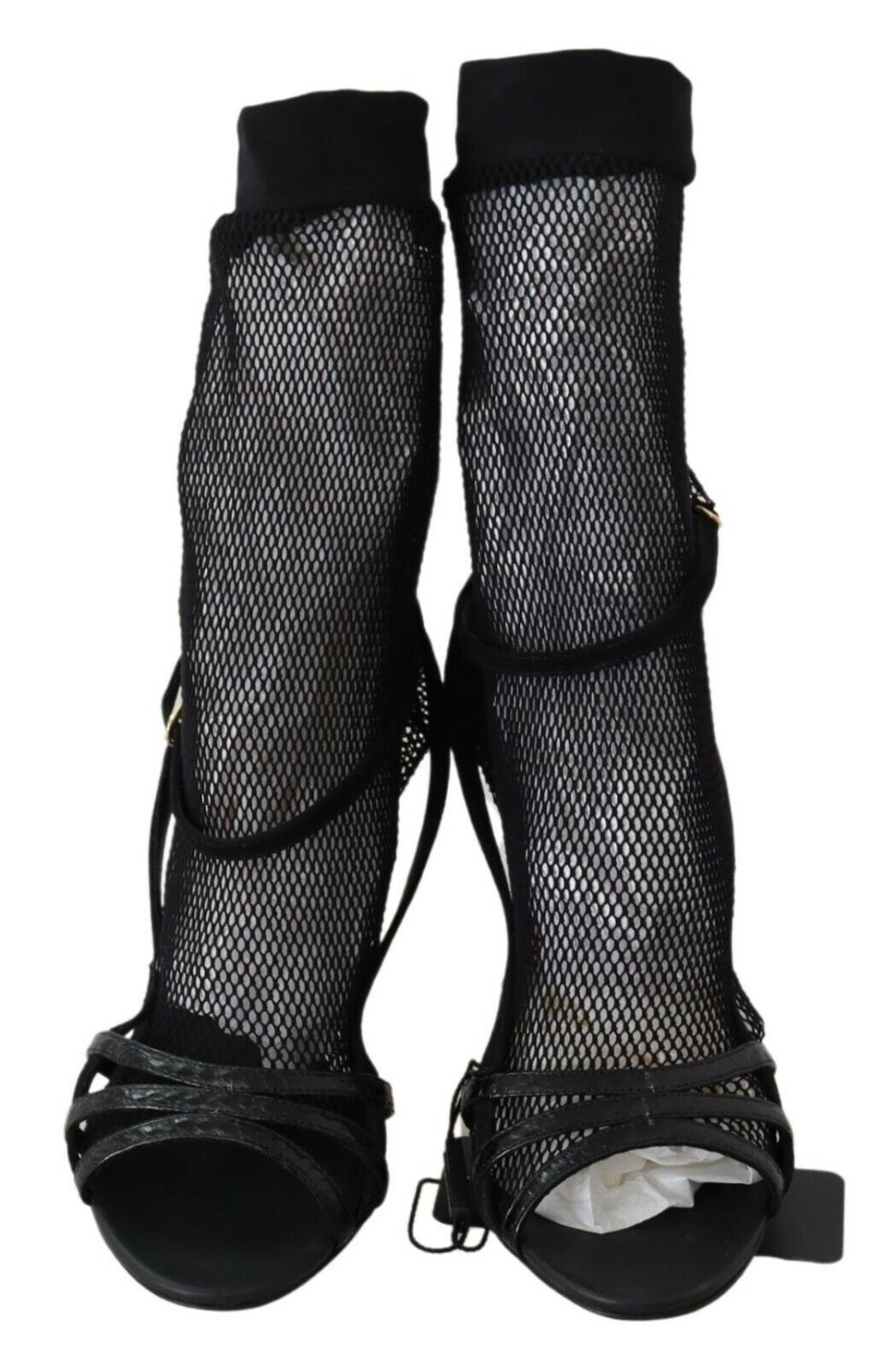 - Chic Black Mesh Stiletto Sandals