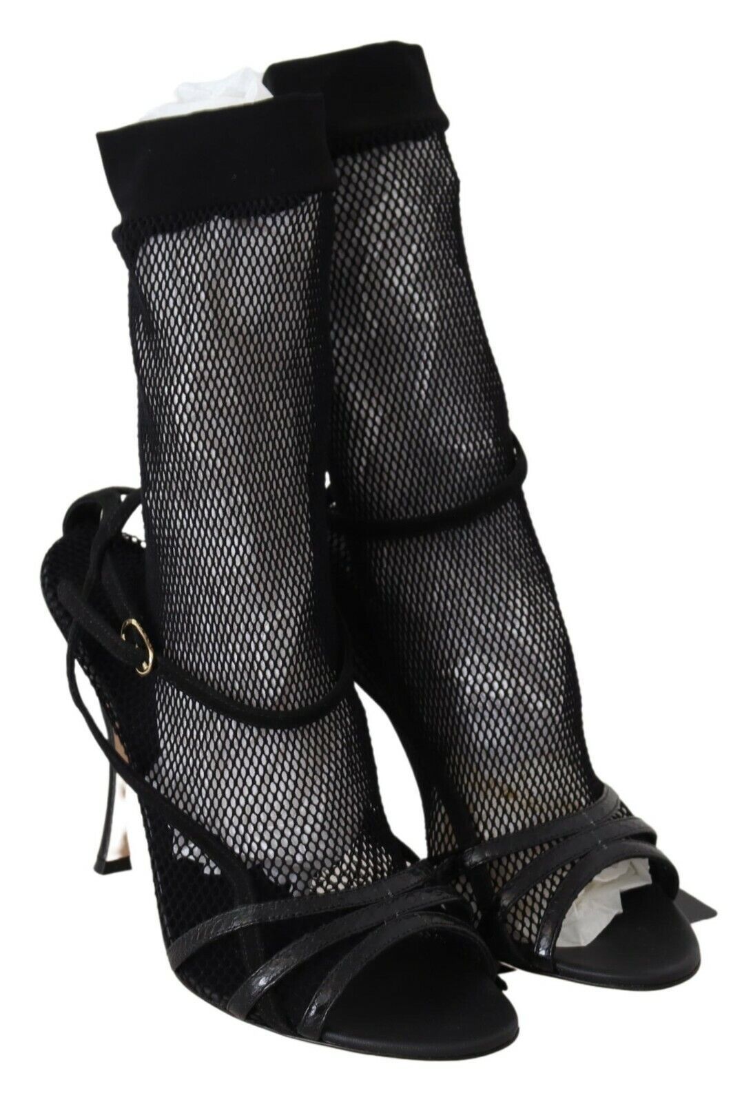 - Chic Black Mesh Stiletto Sandals