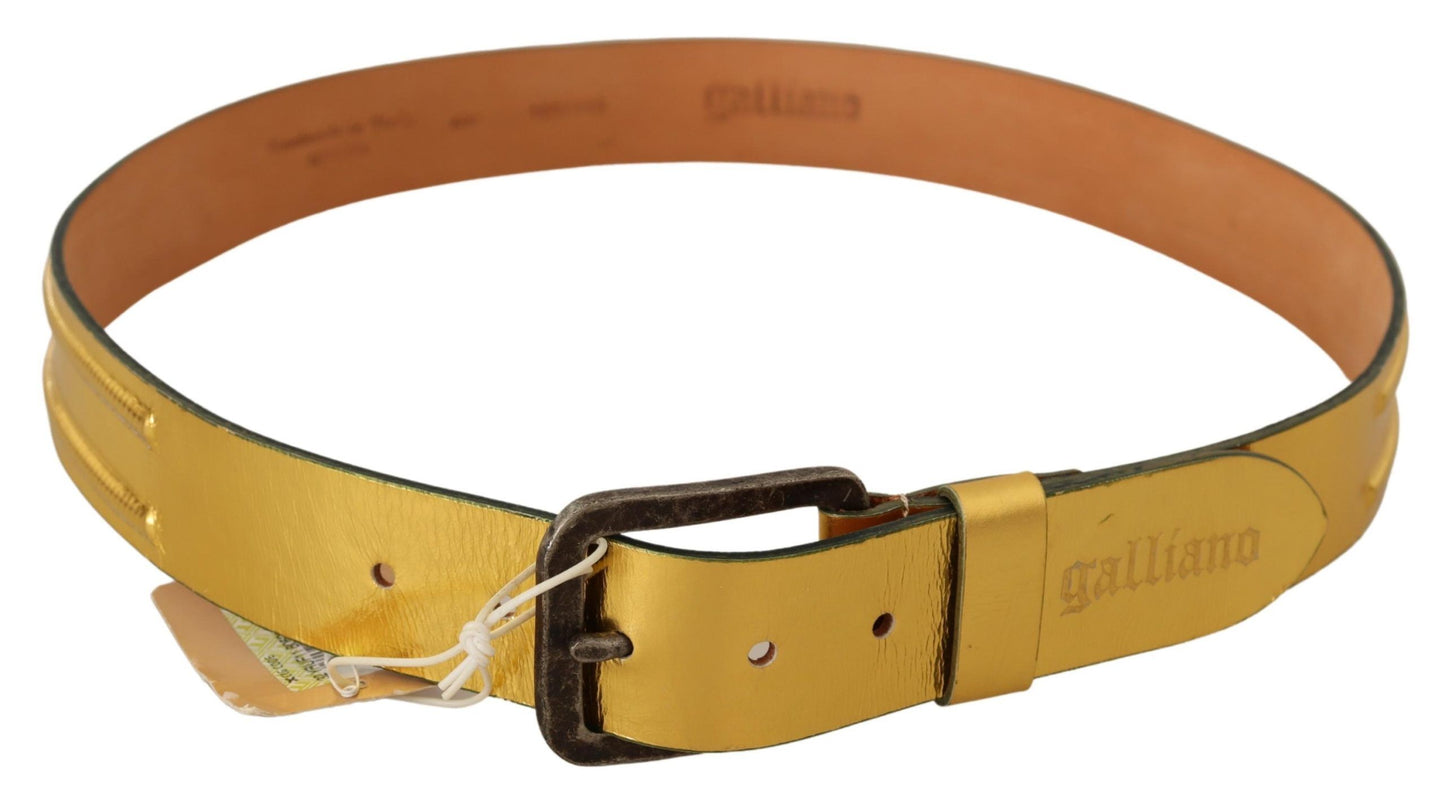- Elegant Gold Genuine Leather Men's Belt
