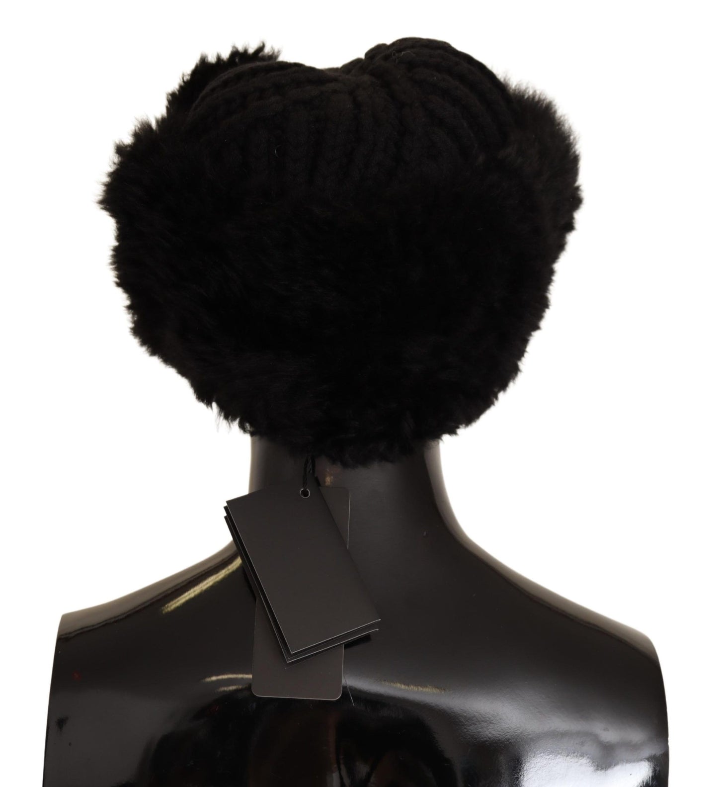 - Elegant Black Cashmere Alpaca Fur Beanie