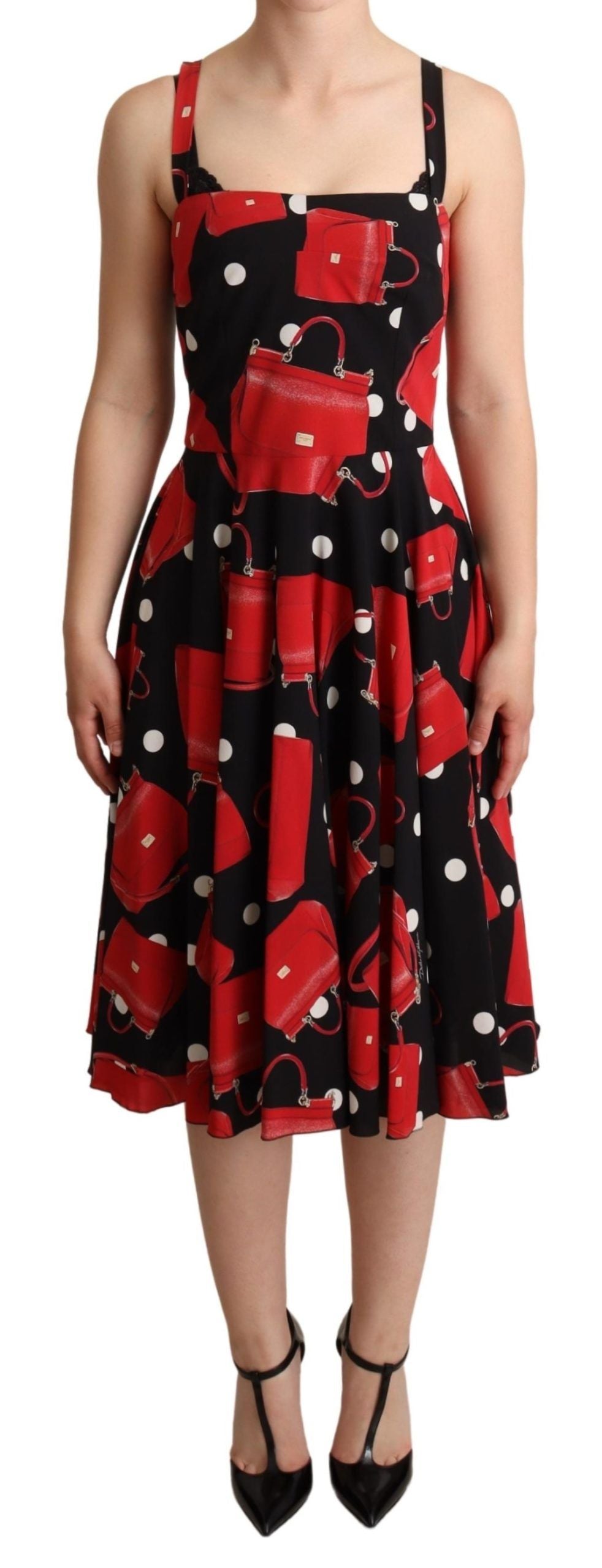 - Sicilian Bag Print Sleeveless Midi Dress