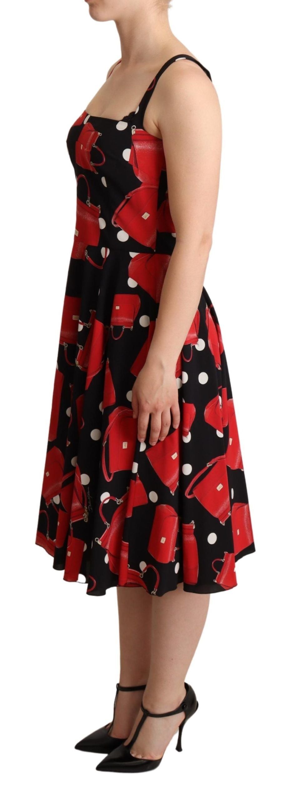 - Sicilian Bag Print Sleeveless Midi Dress