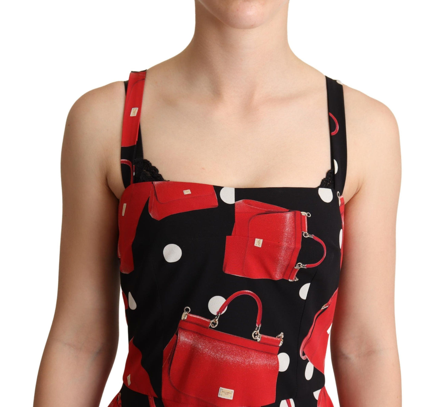- Sicilian Bag Print Sleeveless Midi Dress