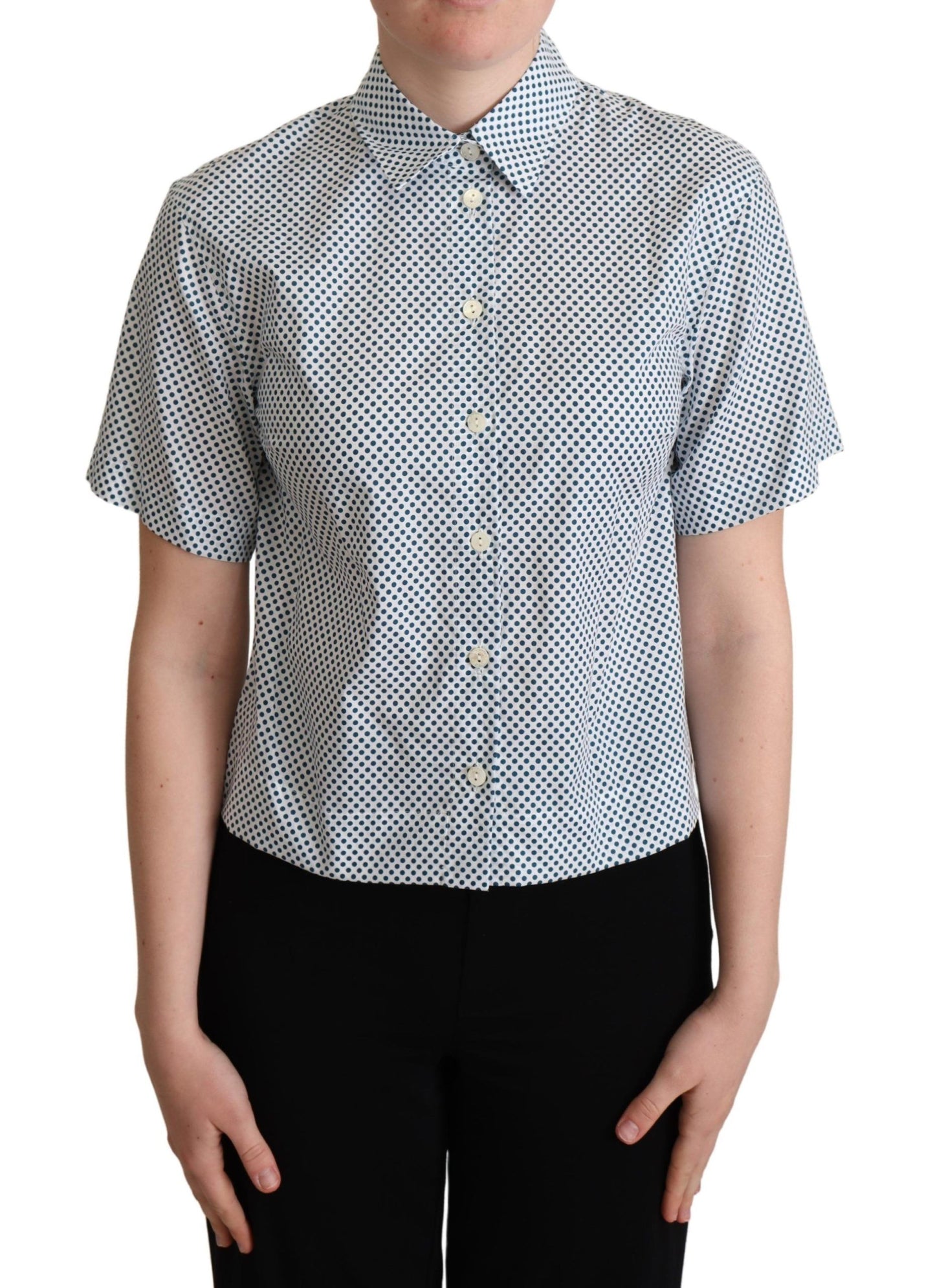 - Elegant Polka Dot Cotton Polo Shirt