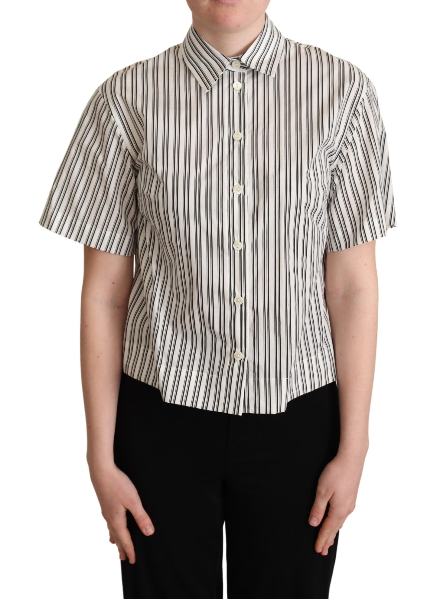 - Elegant Striped Cotton Polo Top