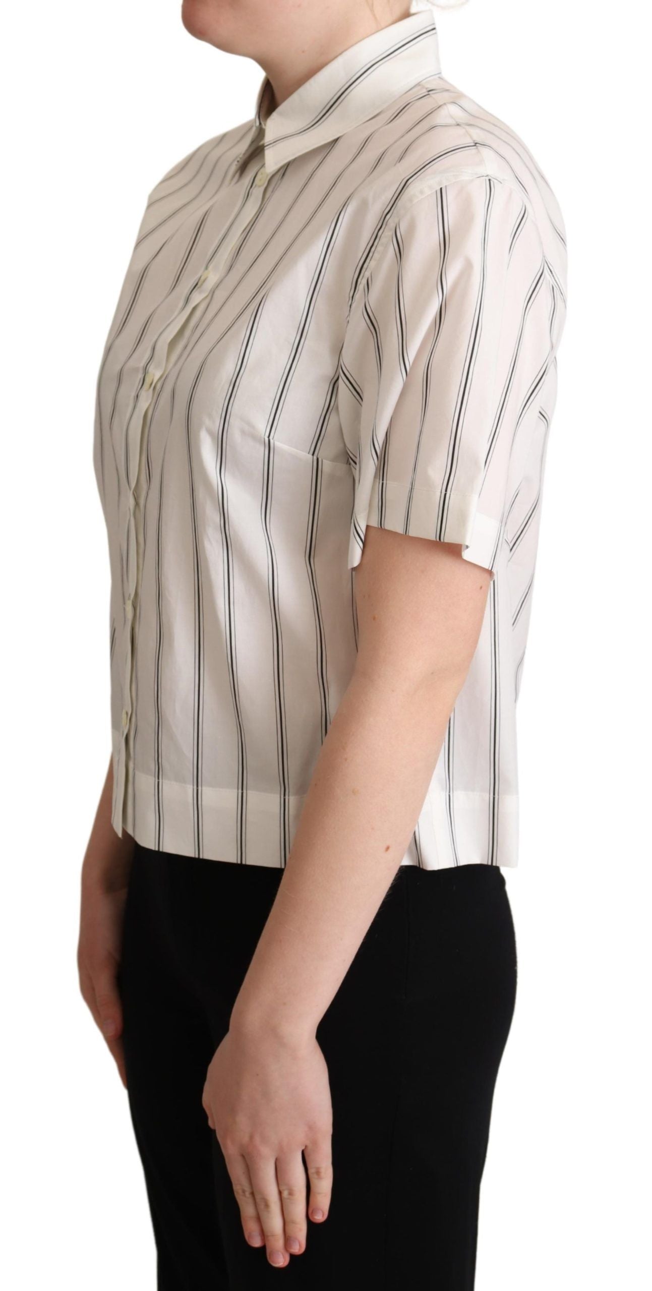- Elegant Striped Cotton Polo Top