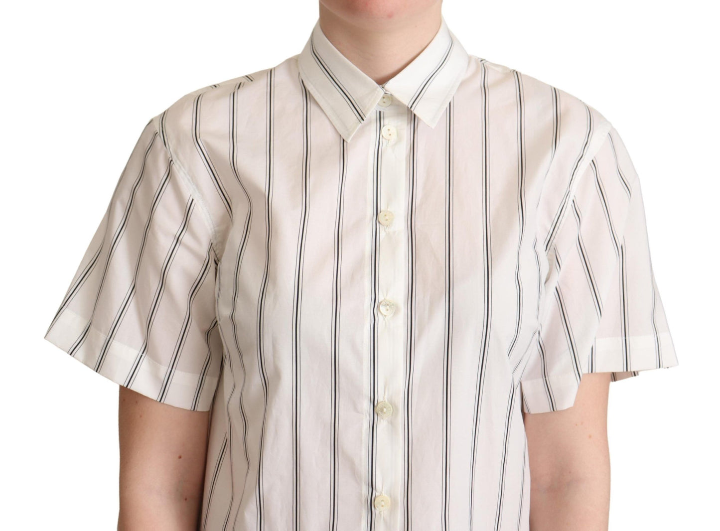 - Elegant Striped Cotton Polo Top