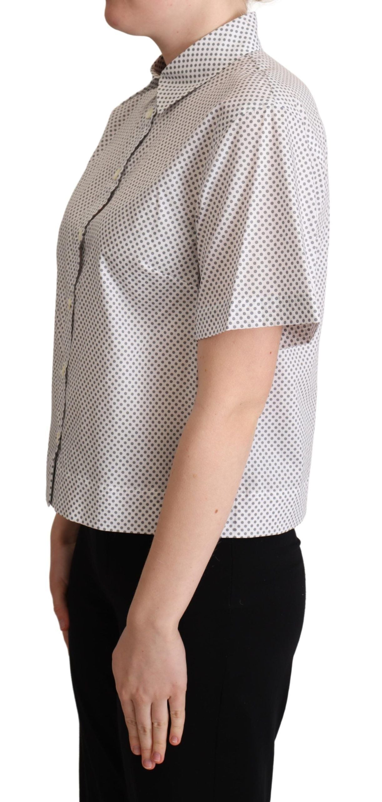 - Chic Gray Polka Dot Short Sleeve Polo
