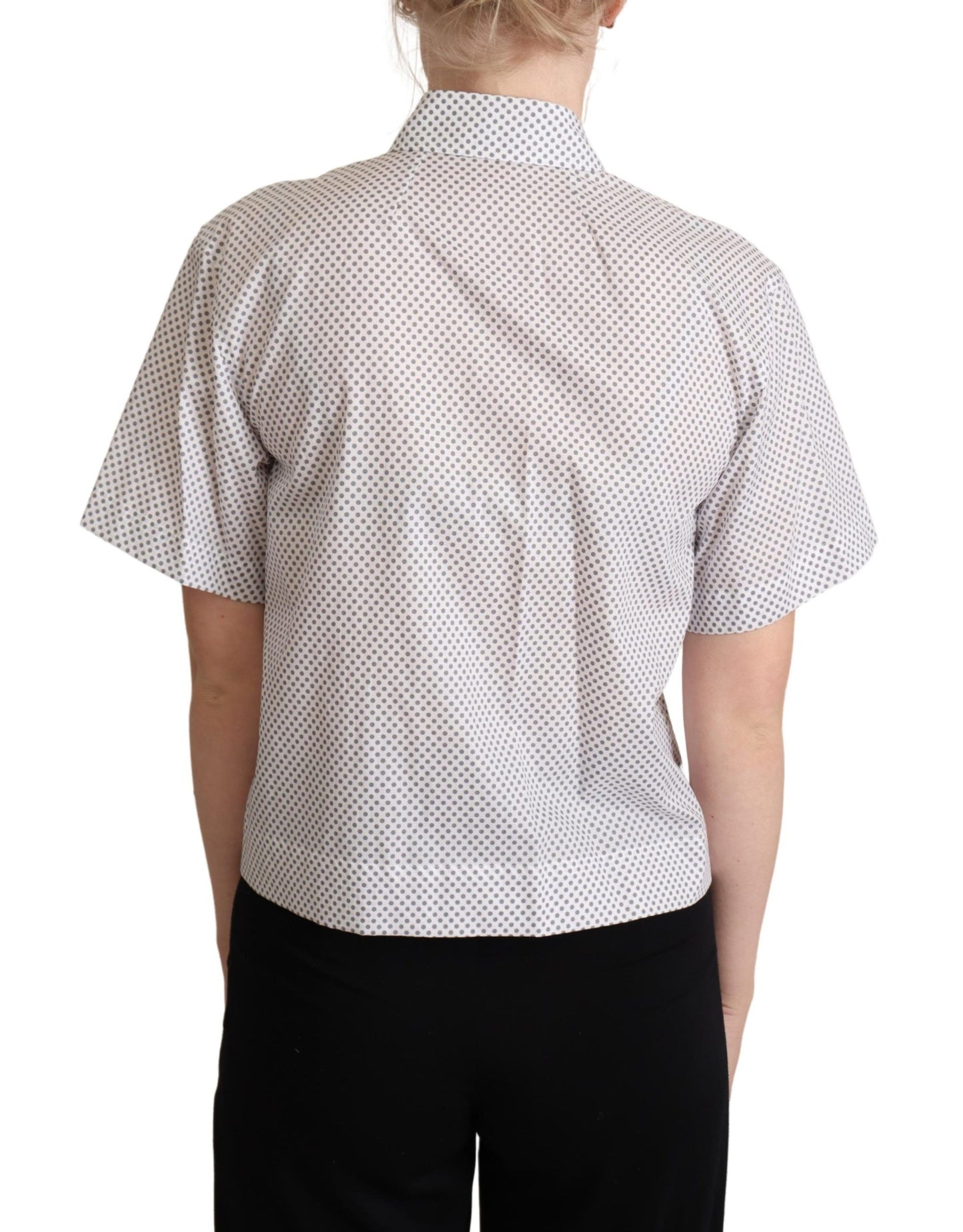 - Chic Gray Polka Dot Short Sleeve Polo