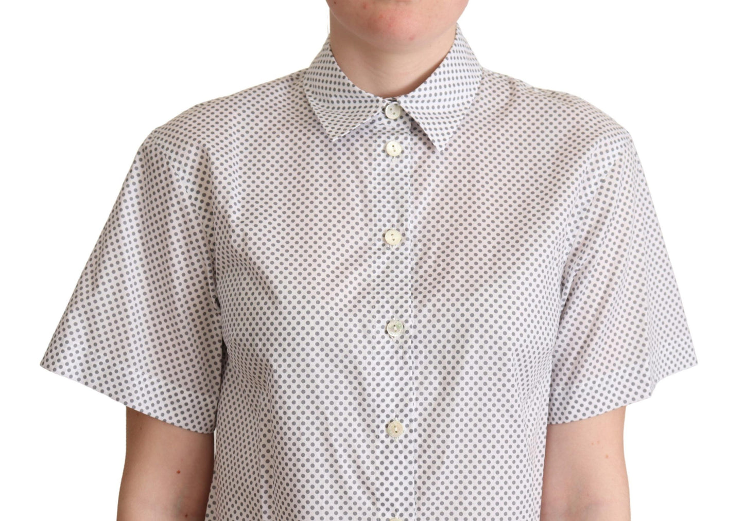 - Chic Gray Polka Dot Short Sleeve Polo