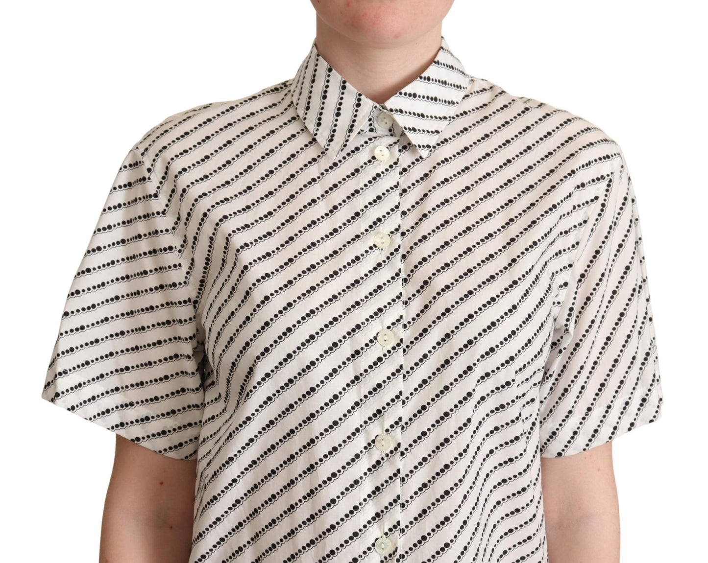 - Elegant Dotted Cotton Polo Top