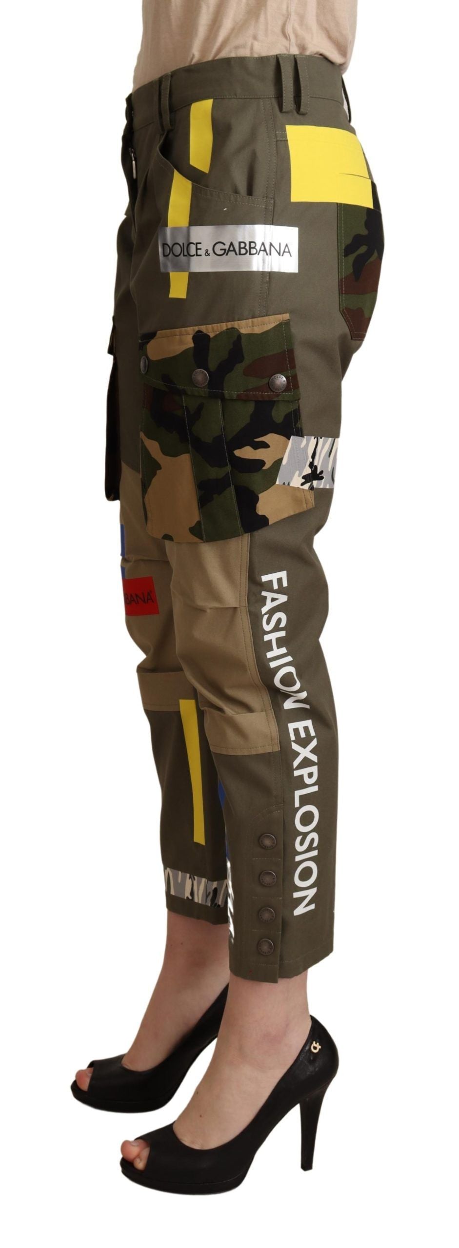 - Chic Multicolor Patched Cargo Pants
