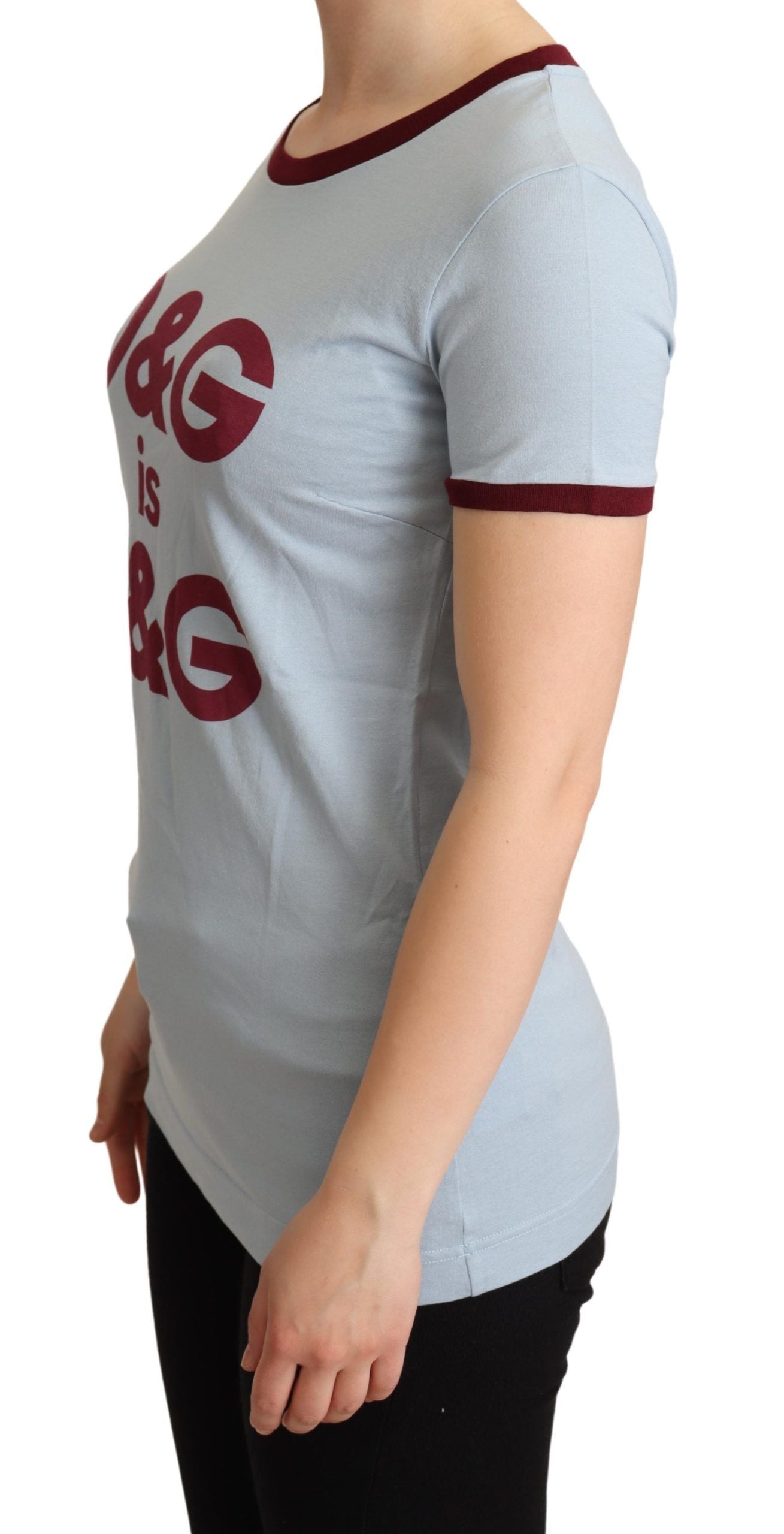 - Elegant Blue Crewneck Cotton Tee