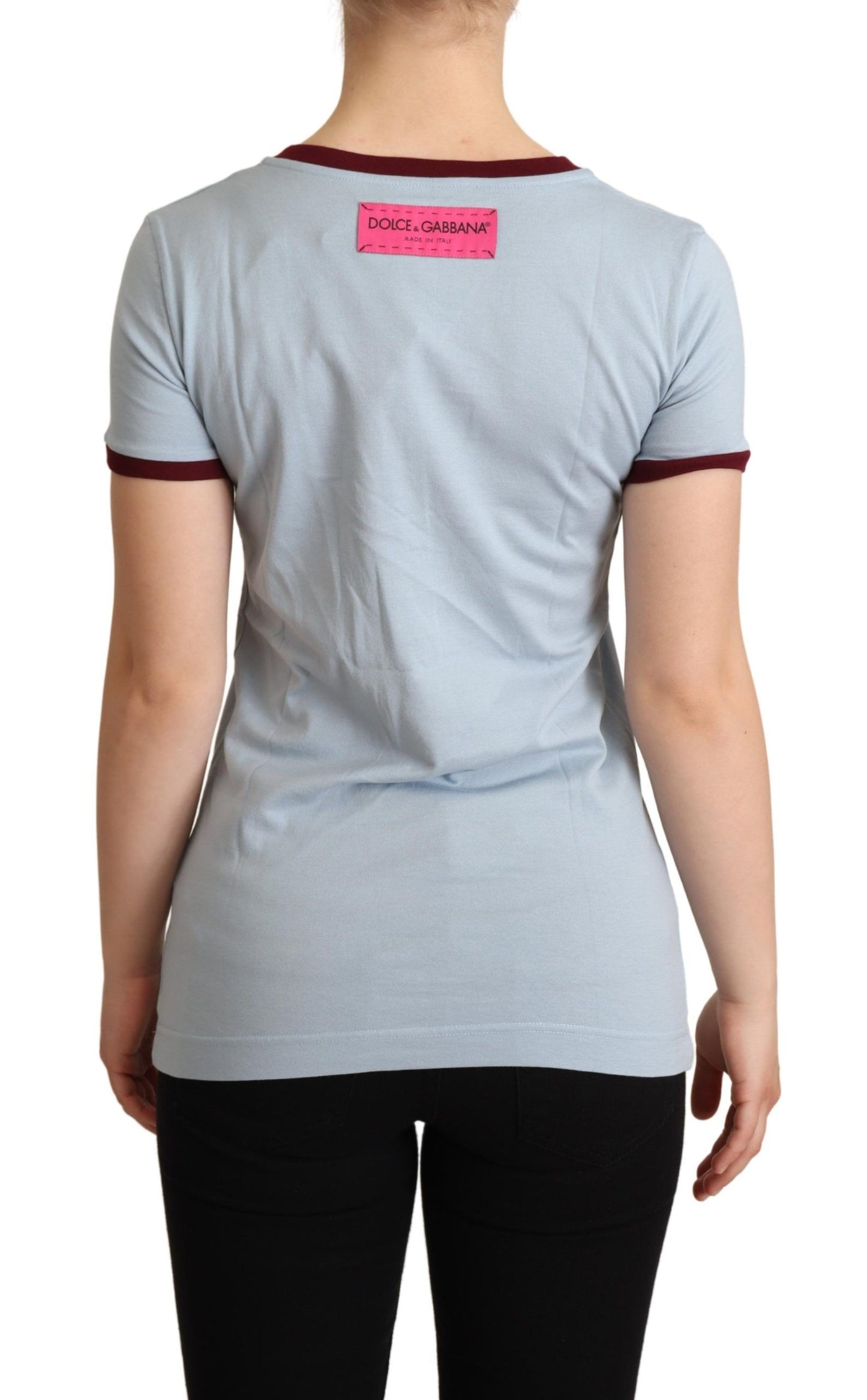 - Elegant Blue Crewneck Cotton Tee