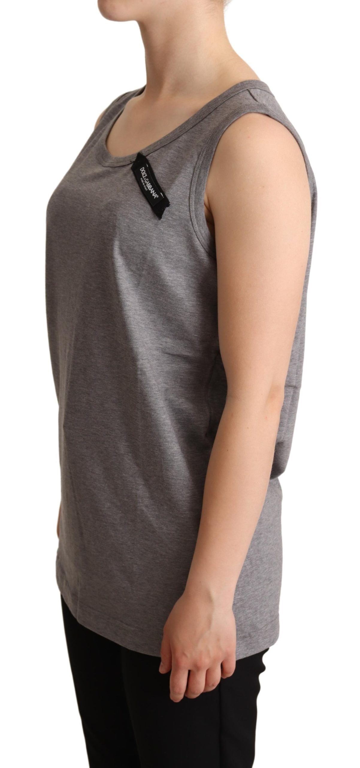 - Elegant Gray Cotton Jersey Sleeveless Tank