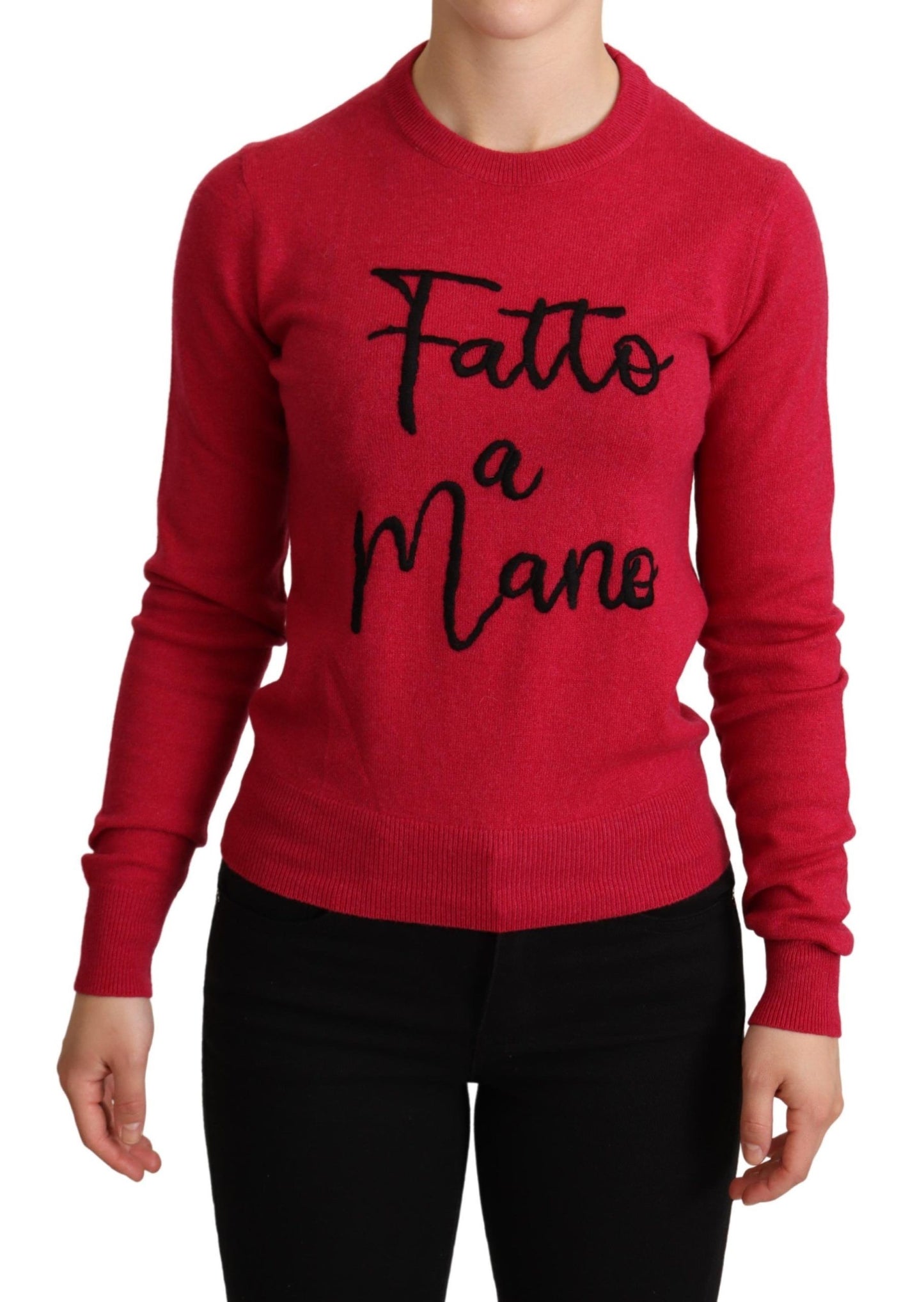 - Chic Pink Cashmere Blend Crewneck Pullover