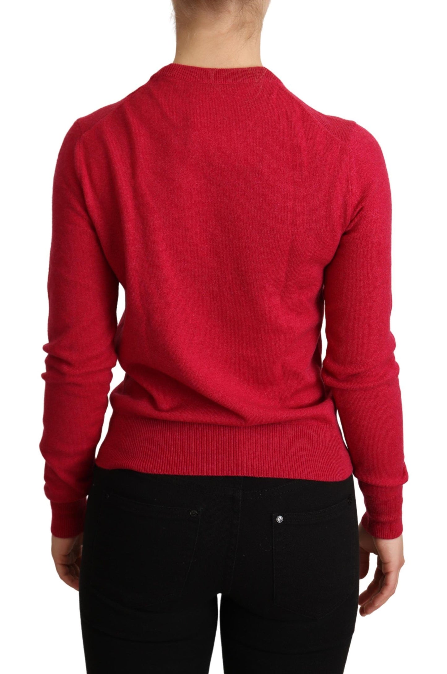 - Chic Pink Cashmere Blend Crewneck Pullover