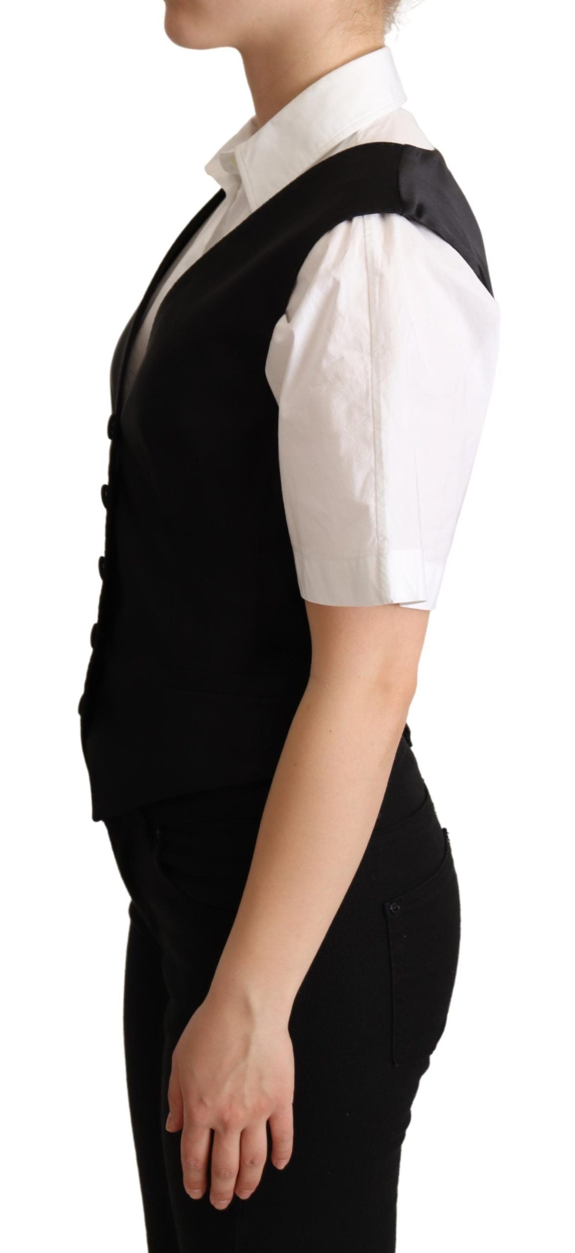 - Elegant Silk Blend Black Waistcoat
