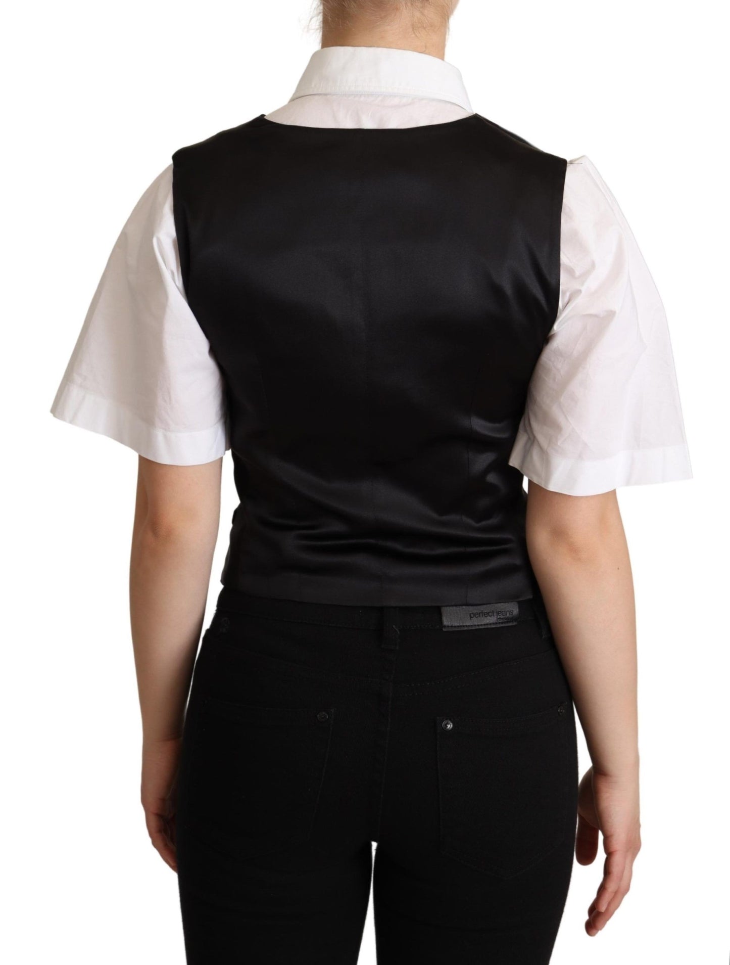 - Elegant Silk Blend Black Waistcoat