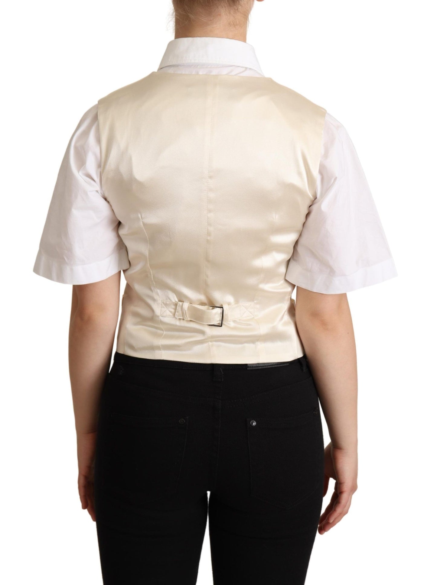 - Beige Silk Blend Sleeveless Vest Luxury Waistcoat
