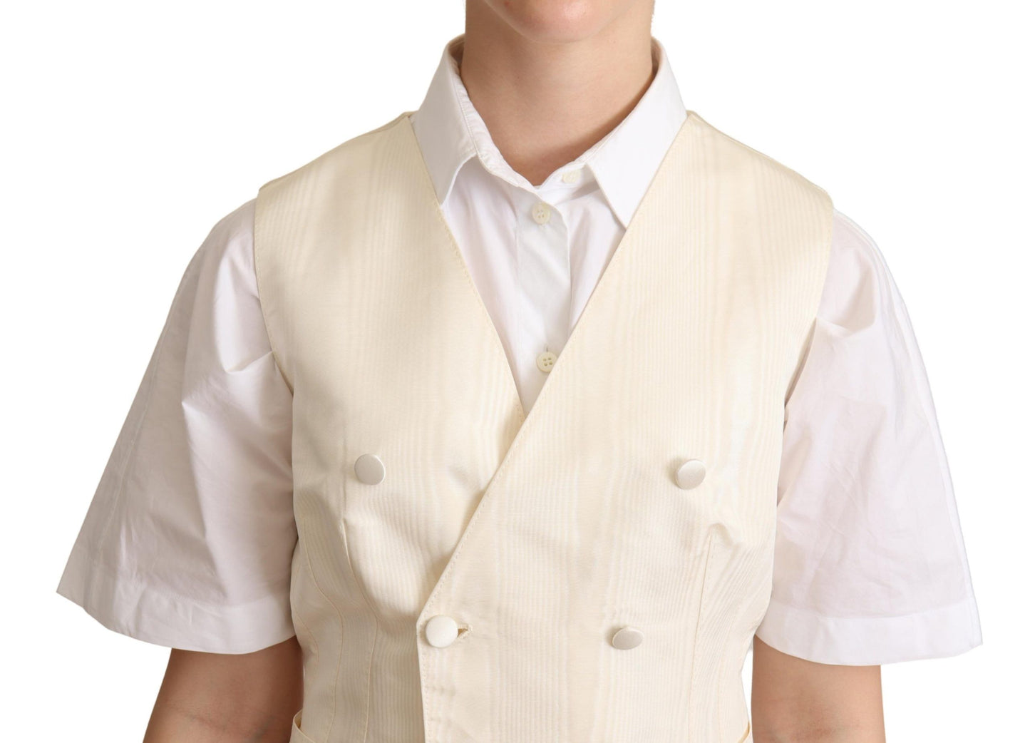 - Beige Silk Blend Sleeveless Vest Luxury Waistcoat