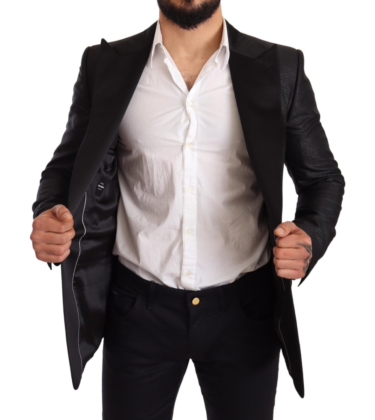- Elegant Black Metallic Slim Fit Blazer Jacket