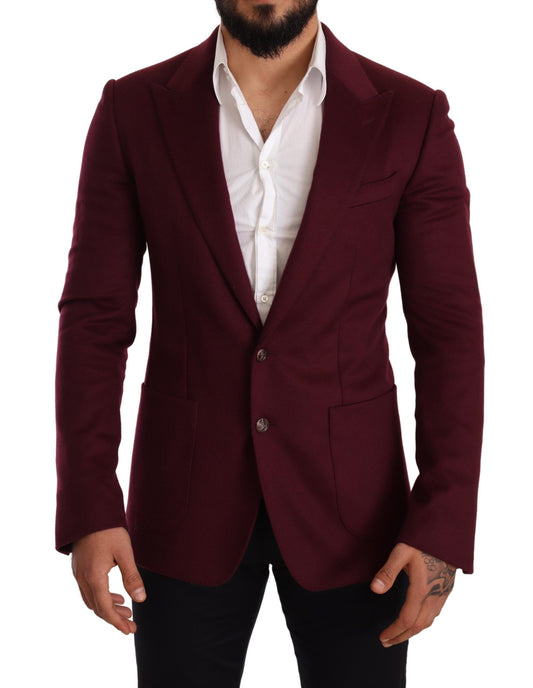 - Elegant Maroon Bordeaux Cashmere Blazer