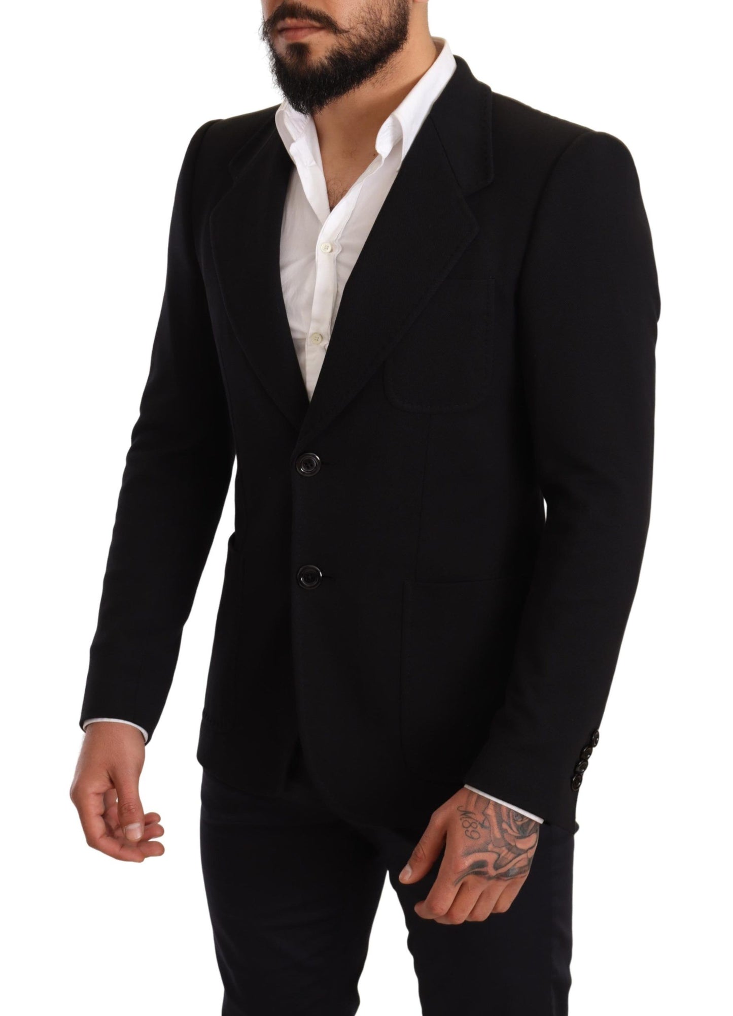 - Elegant Slim Fit Black Cotton Blazer