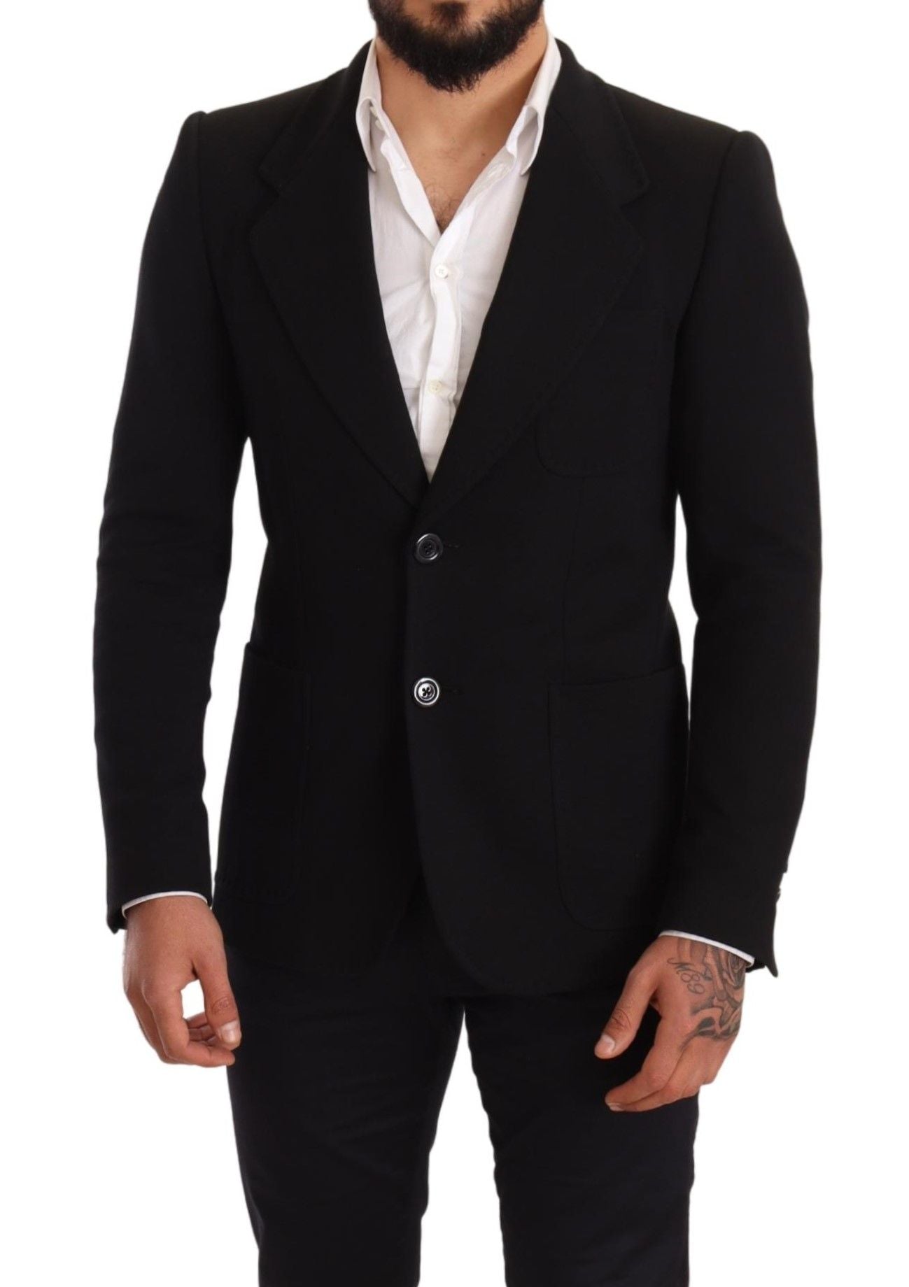 - Elegant Slim Fit Black Cotton Blazer