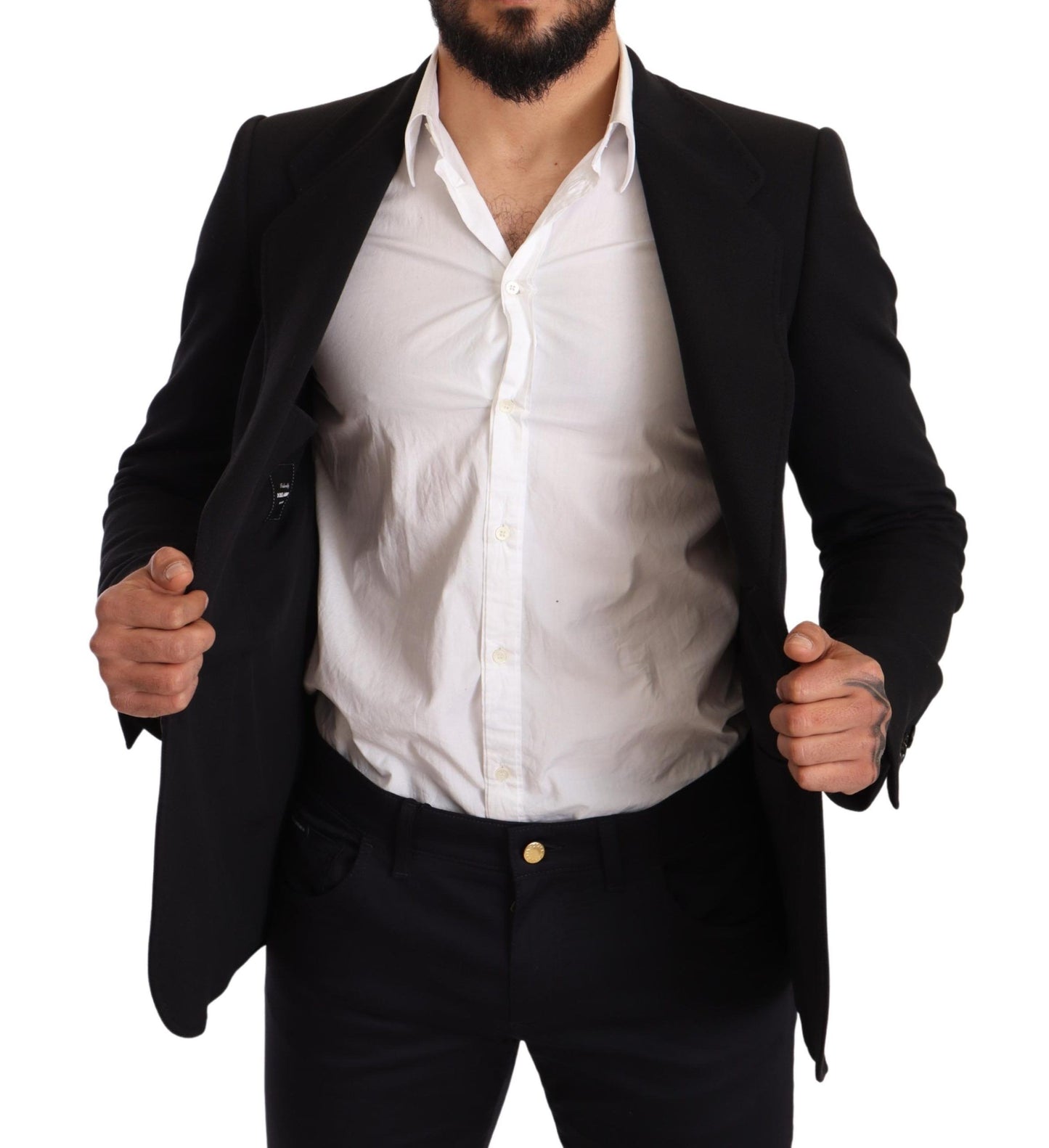 - Elegant Slim Fit Black Cotton Blazer