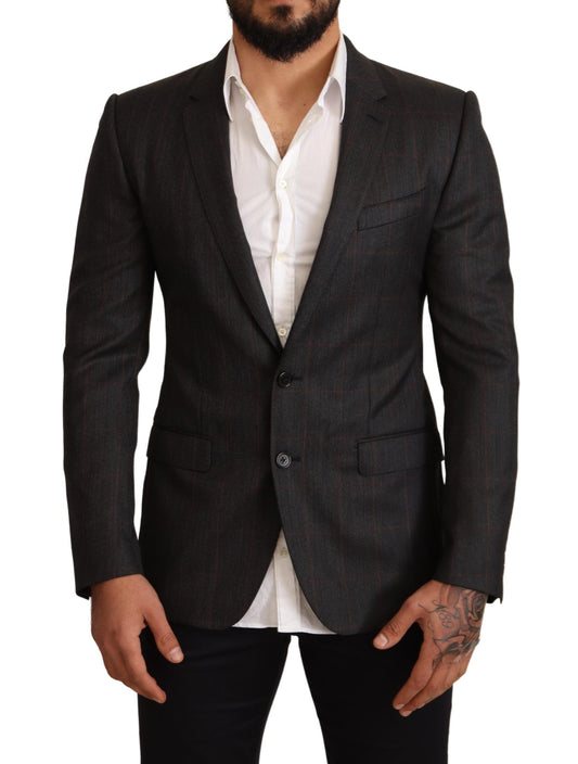 - Elegant Gray Check Martini Blazer