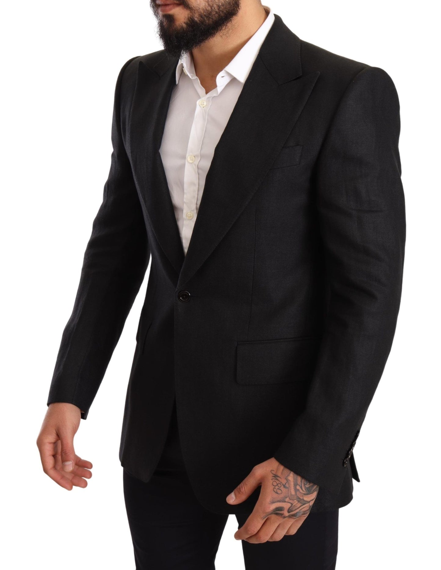 - Elegant Slim Fit Black Linen Blazer