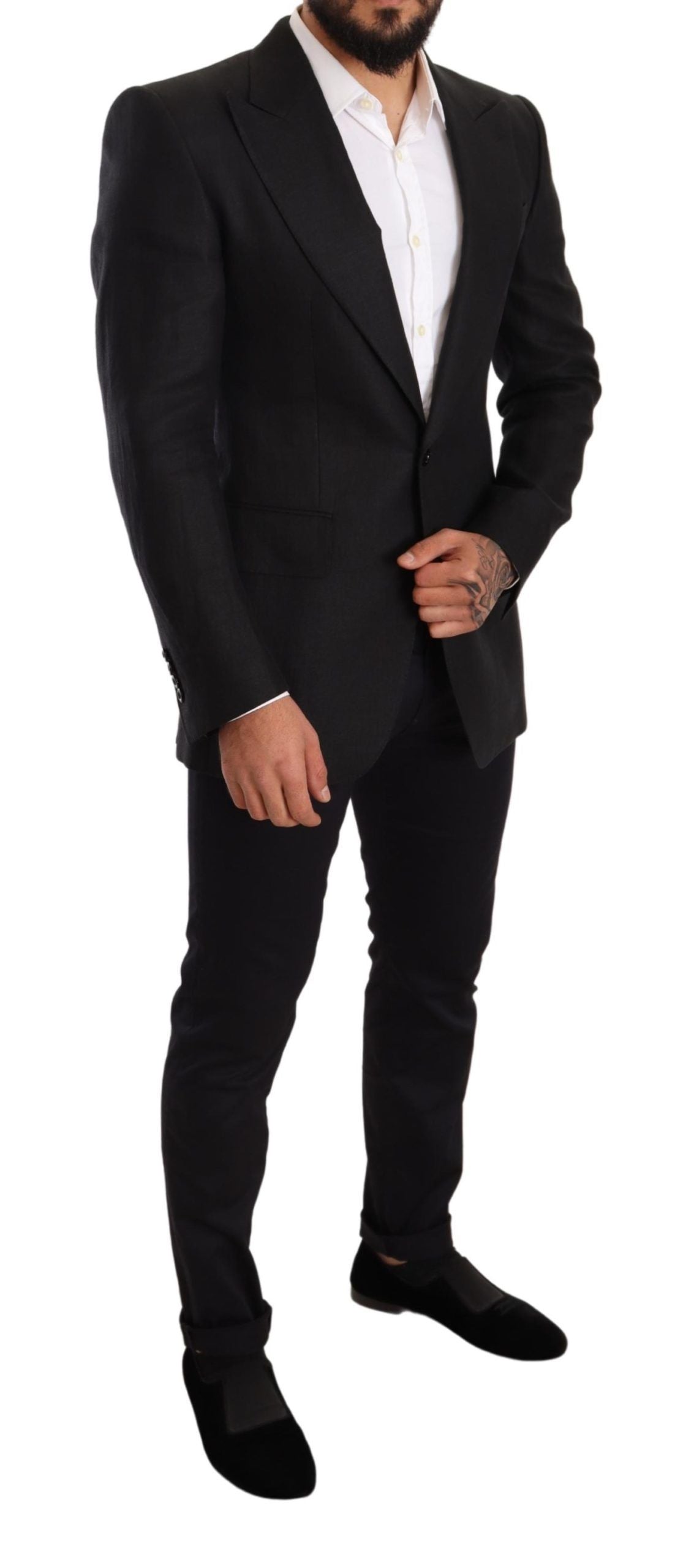 - Elegant Slim Fit Black Linen Blazer