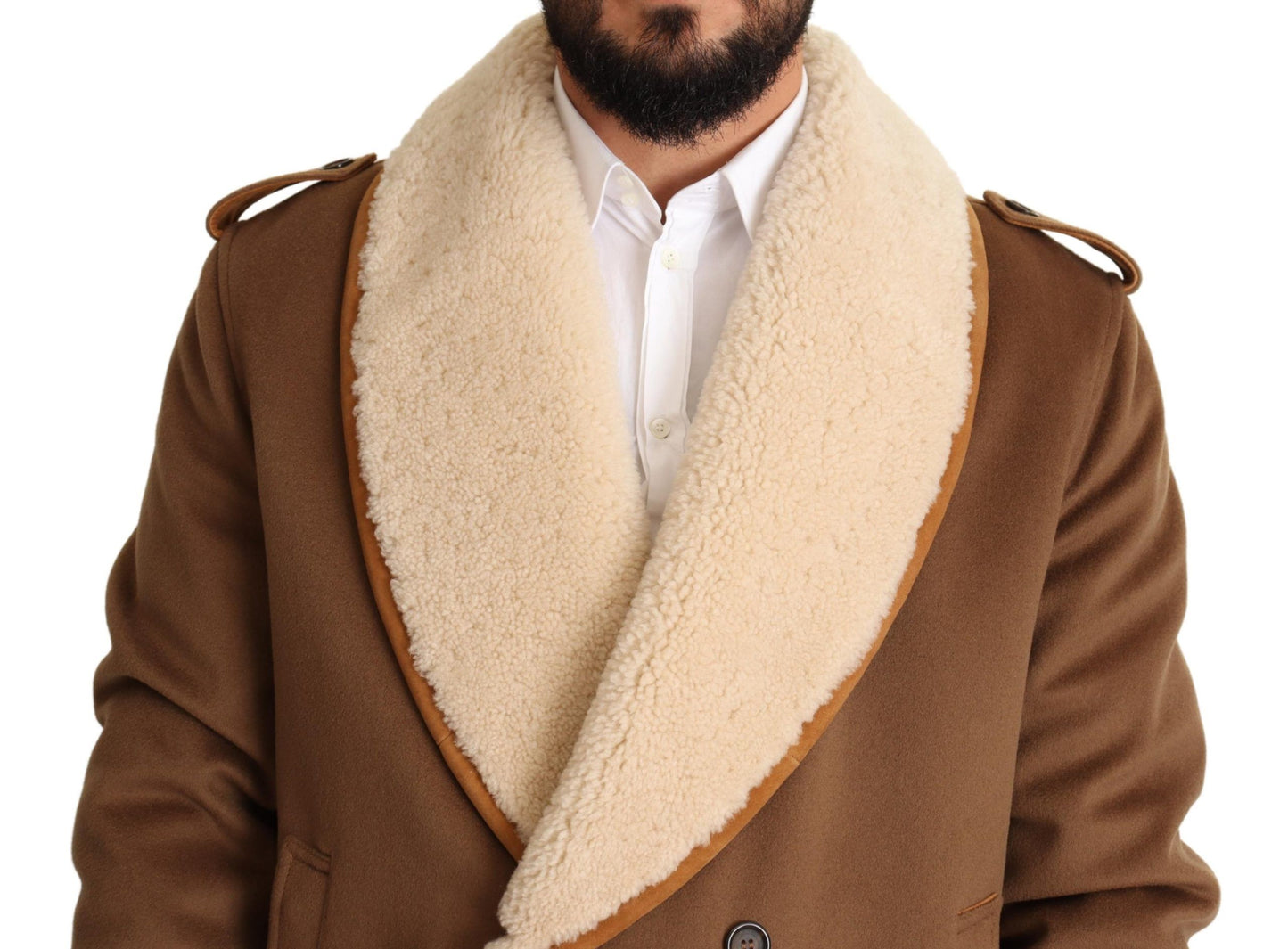 - Elegant Double Breasted Shearling Jacket