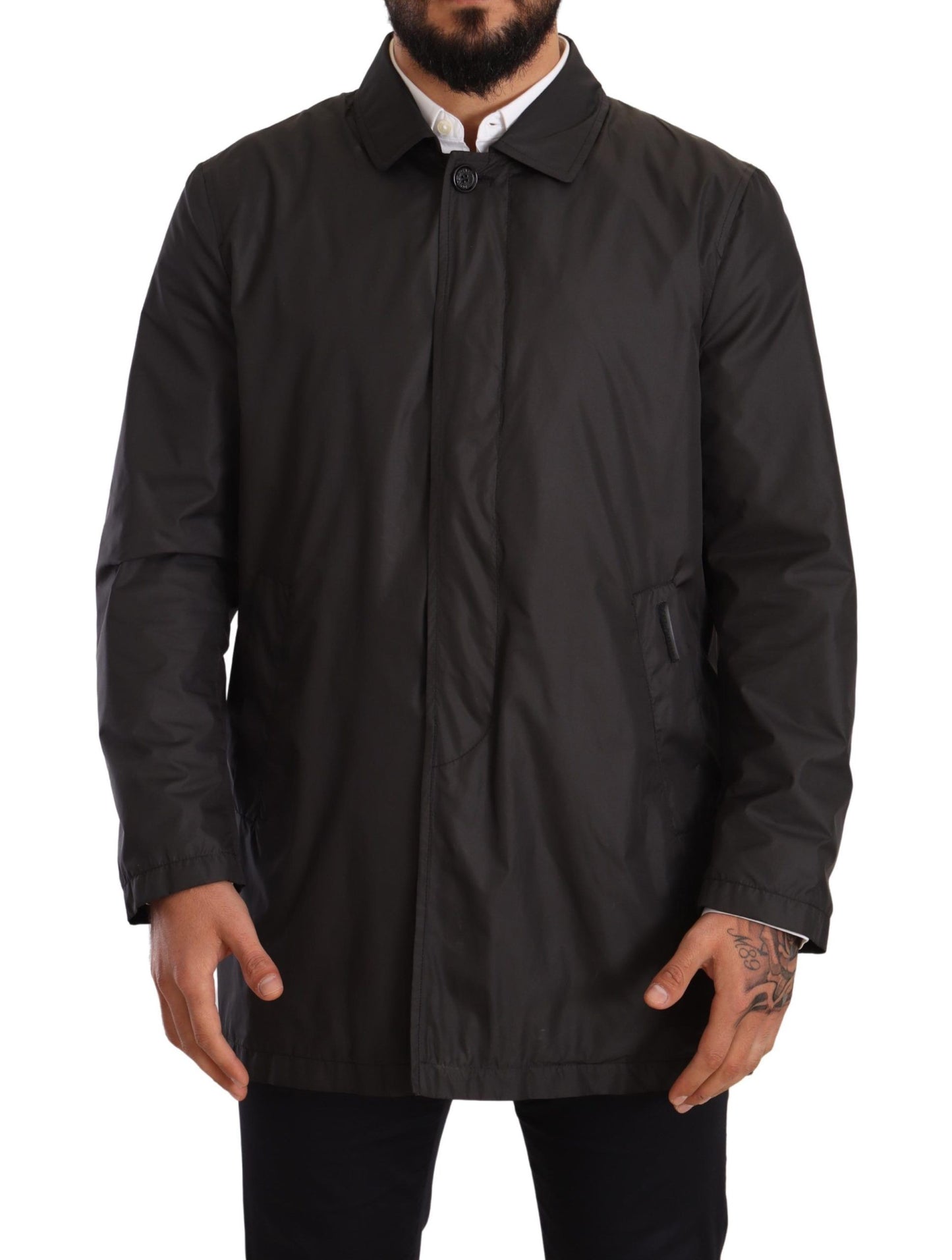 - Elegant Black Trench Coat for Sophisticated Men