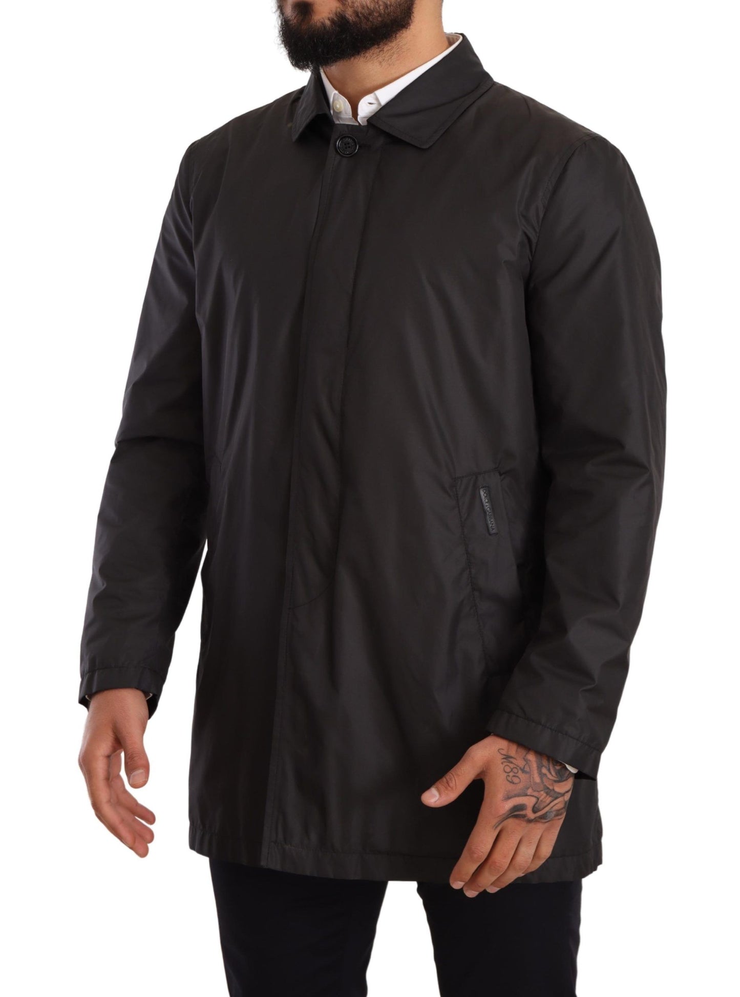- Elegant Black Trench Coat for Sophisticated Men