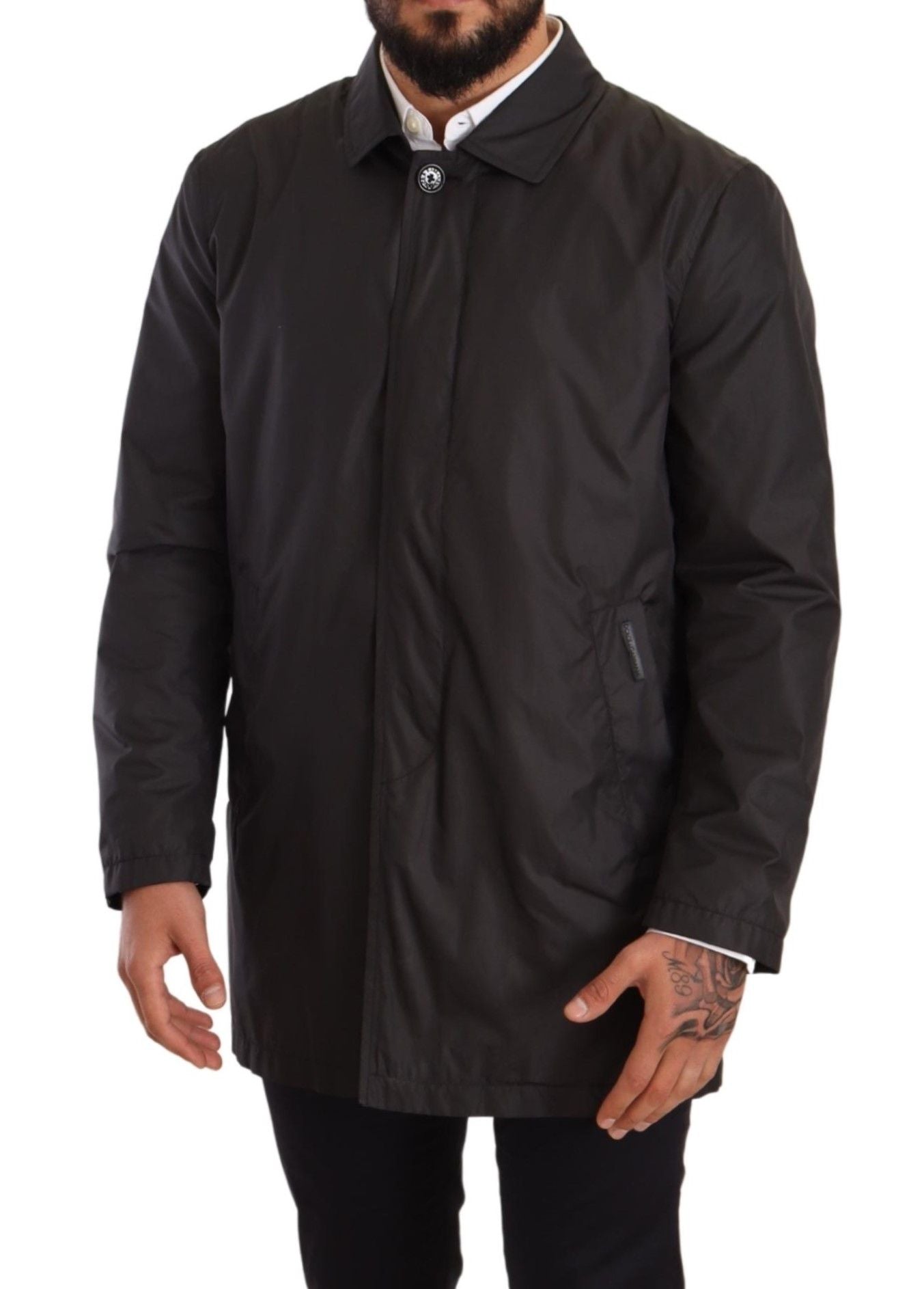 - Elegant Black Trench Coat for Sophisticated Men